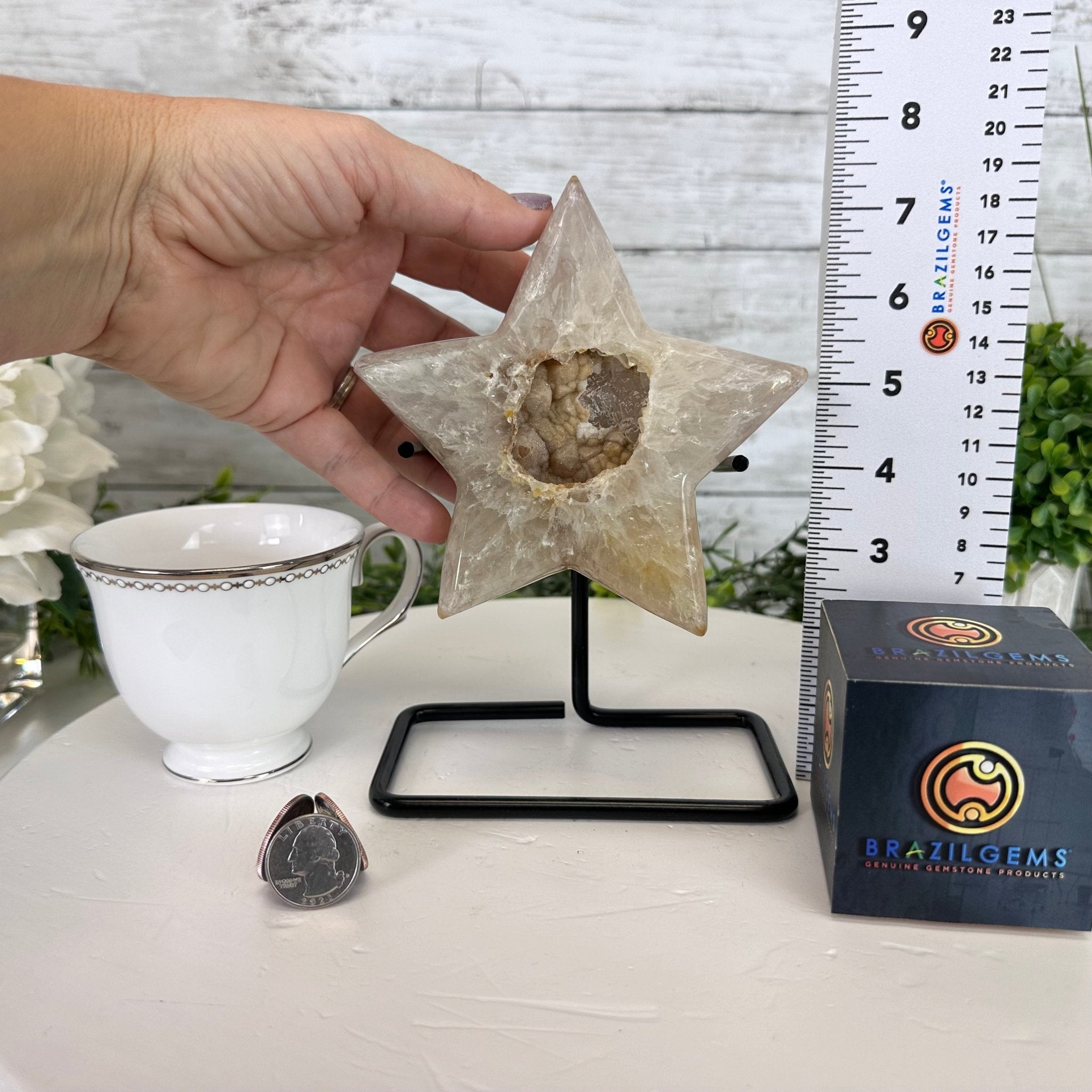 Polished Agate Star on a Metal Stand, 2.1 lbs & 7.4" Tall #5273-0009 - Brazil GemsBrazil GemsPolished Agate Star on a Metal Stand, 2.1 lbs & 7.4" Tall #5273-0009Stars5273-0009