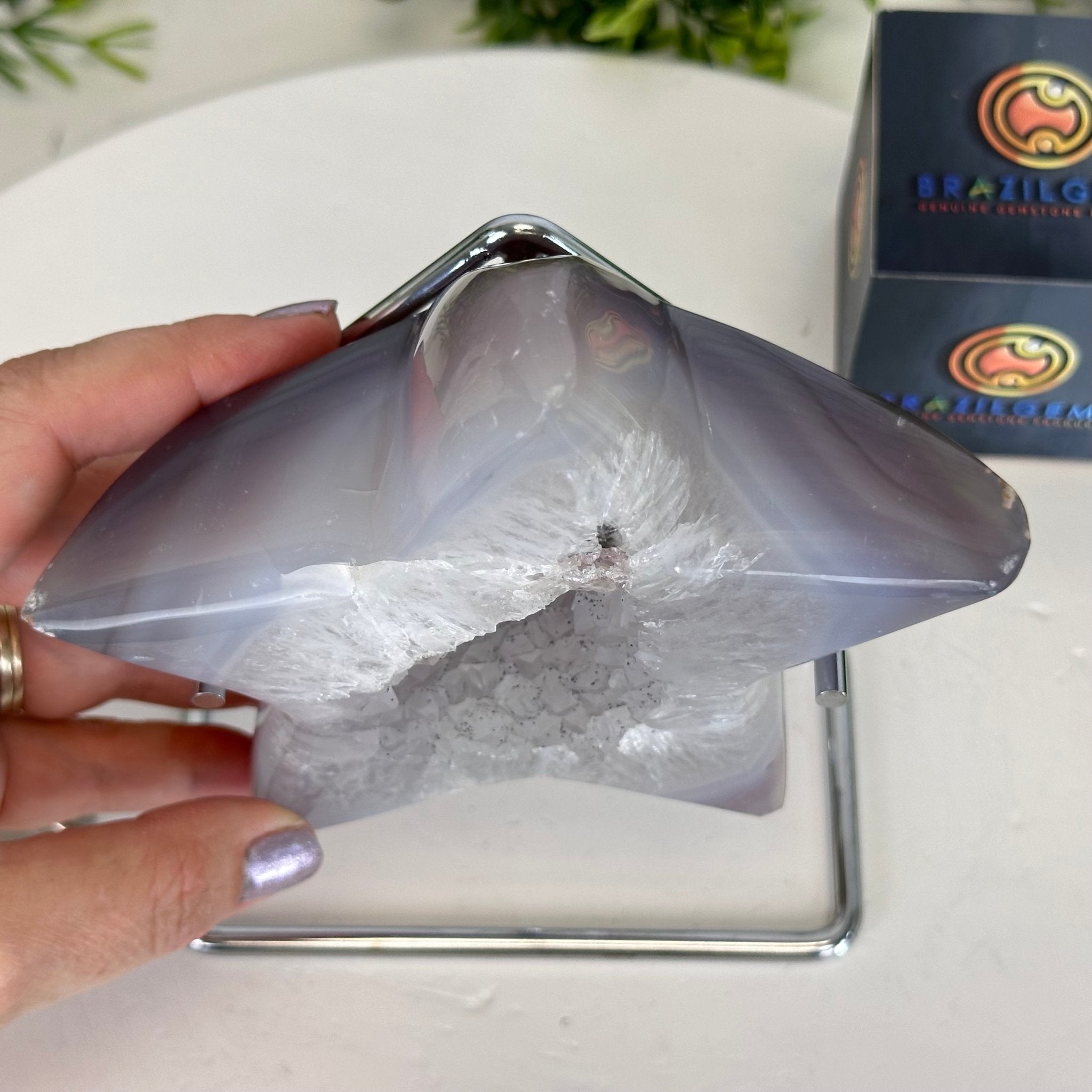 Polished Agate Star on a Metal Stand, 2.4 lbs & 7.3" Tall #5273-0012 - Brazil GemsBrazil GemsPolished Agate Star on a Metal Stand, 2.4 lbs & 7.3" Tall #5273-0012Stars5273-0012