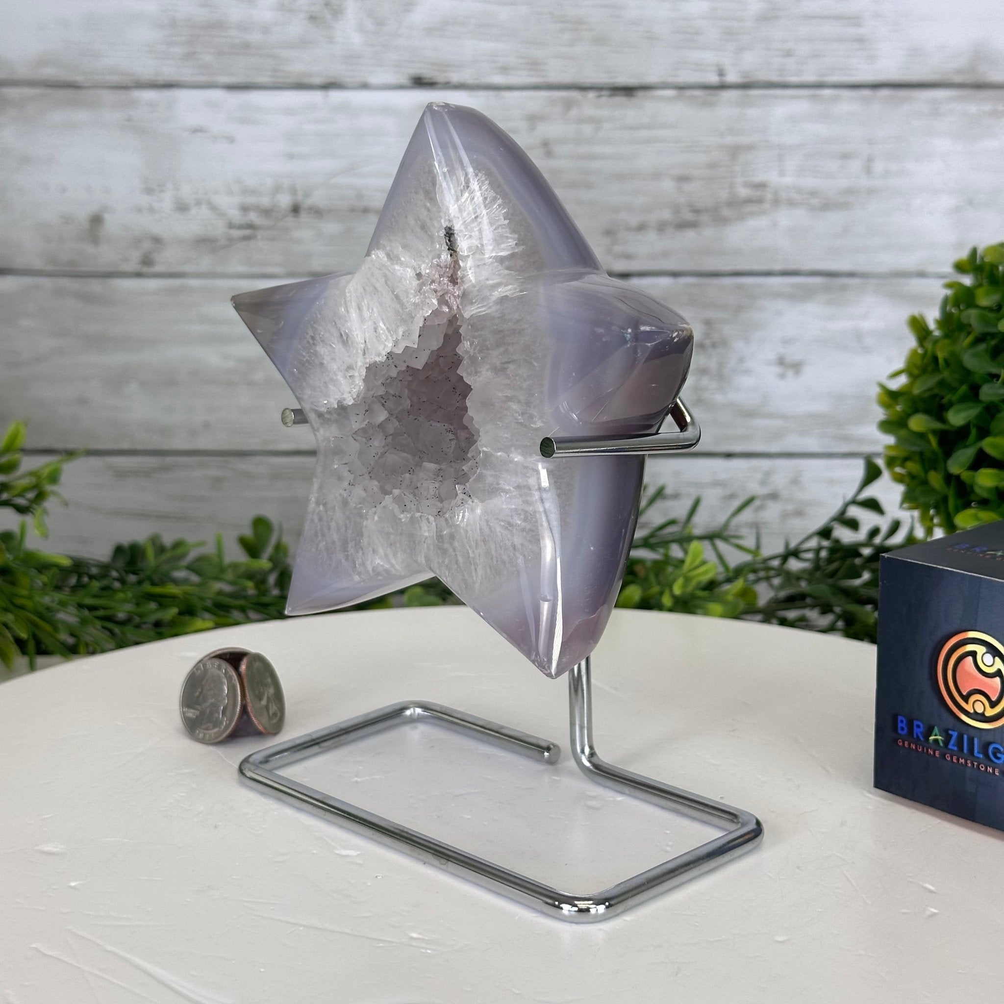 Polished Agate Star on a Metal Stand, 2.4 lbs & 7.3" Tall #5273-0012 - Brazil GemsBrazil GemsPolished Agate Star on a Metal Stand, 2.4 lbs & 7.3" Tall #5273-0012Stars5273-0012
