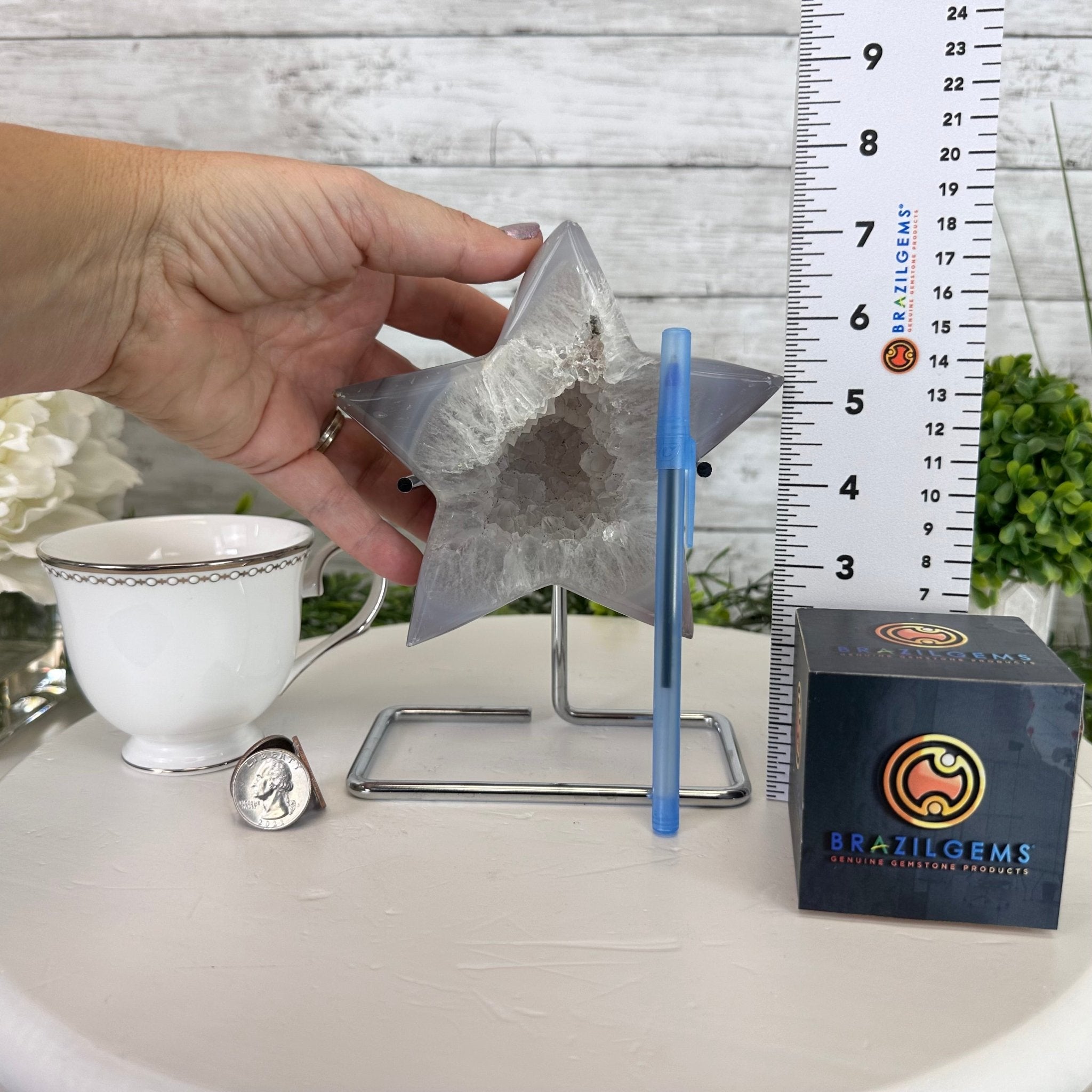 Polished Agate Star on a Metal Stand, 2.4 lbs & 7.3" Tall #5273-0012 - Brazil GemsBrazil GemsPolished Agate Star on a Metal Stand, 2.4 lbs & 7.3" Tall #5273-0012Stars5273-0012