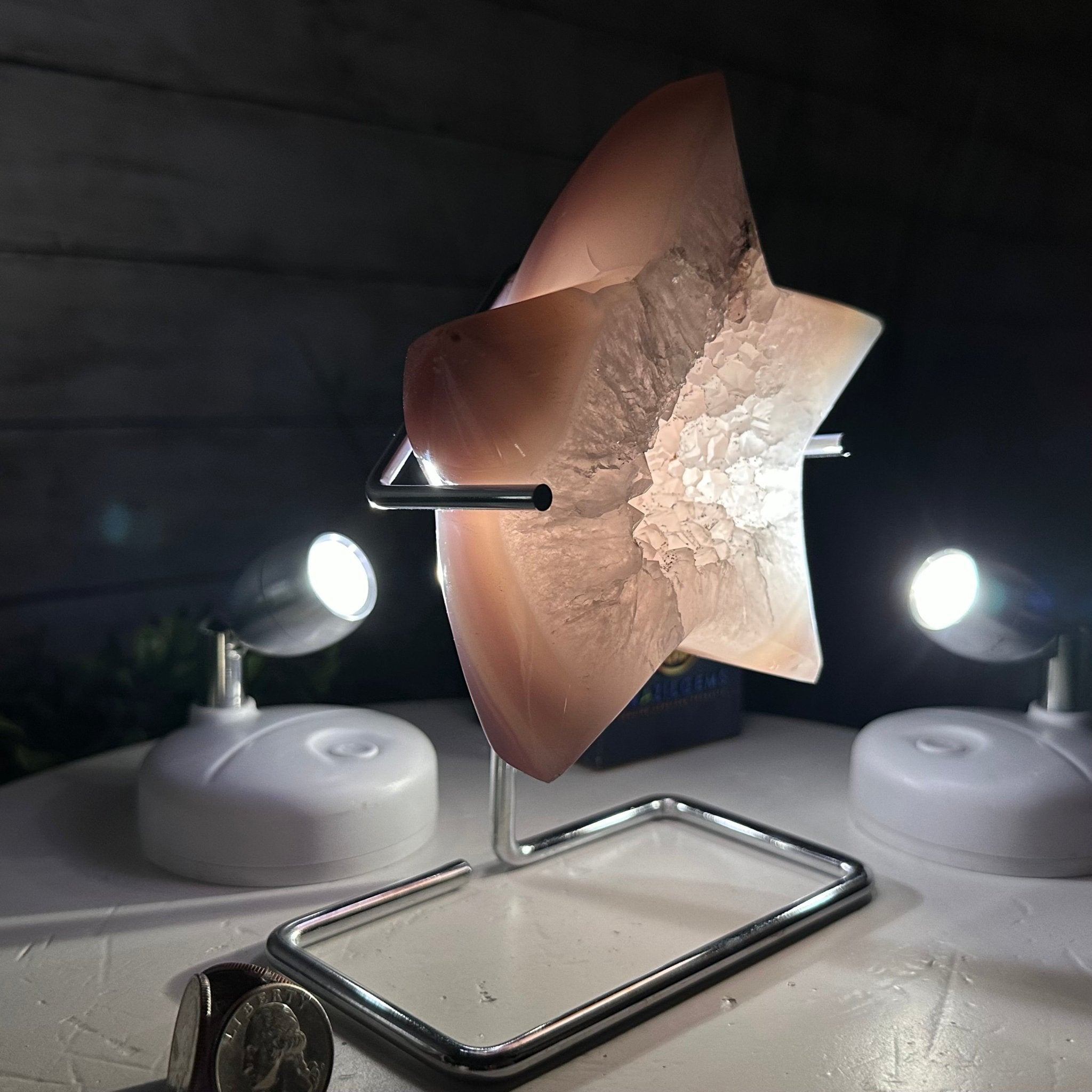 Polished Agate Star on a Metal Stand, 2.4 lbs & 7.3" Tall #5273-0012 - Brazil GemsBrazil GemsPolished Agate Star on a Metal Stand, 2.4 lbs & 7.3" Tall #5273-0012Stars5273-0012