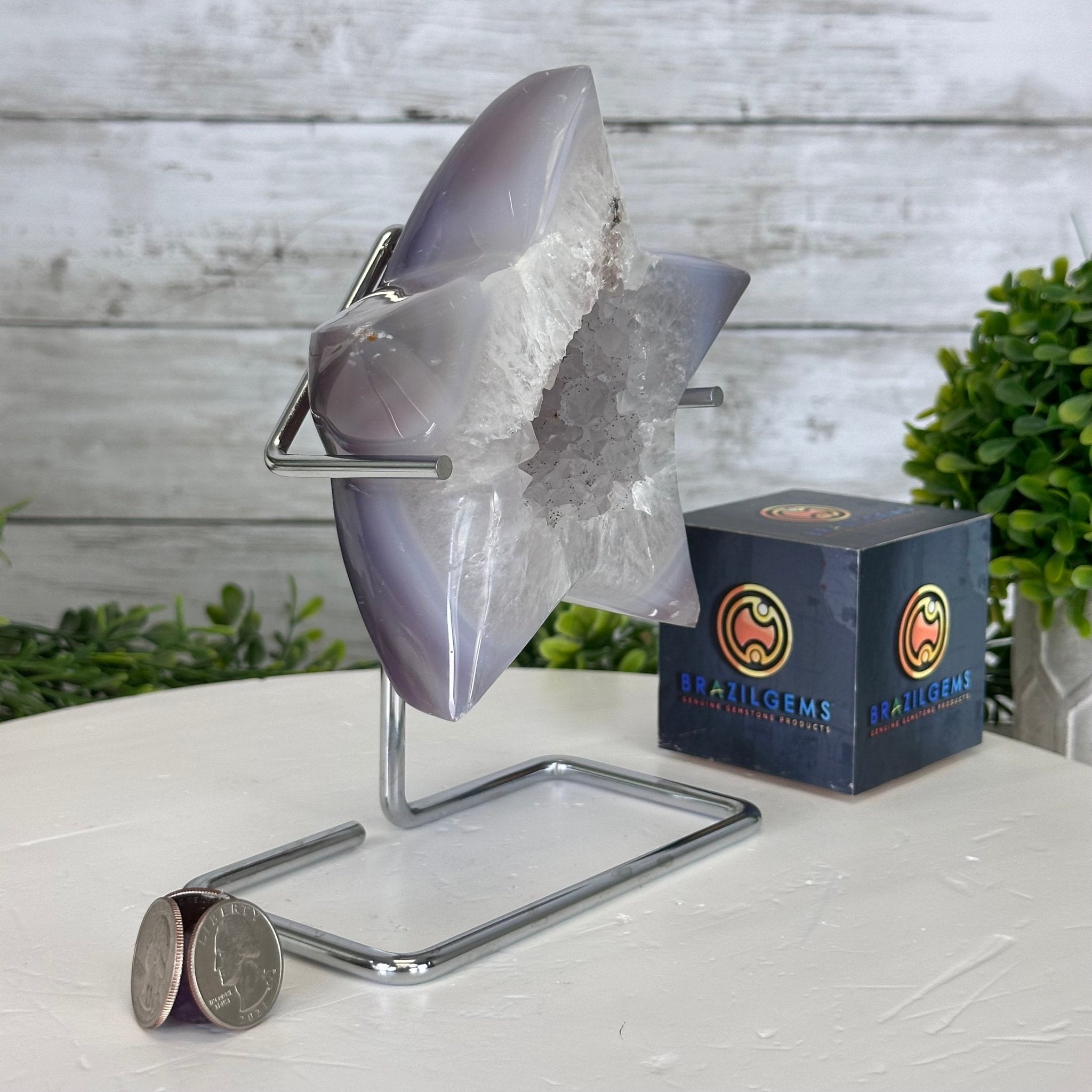 Polished Agate Star on a Metal Stand, 2.4 lbs & 7.3" Tall #5273-0012 - Brazil GemsBrazil GemsPolished Agate Star on a Metal Stand, 2.4 lbs & 7.3" Tall #5273-0012Stars5273-0012