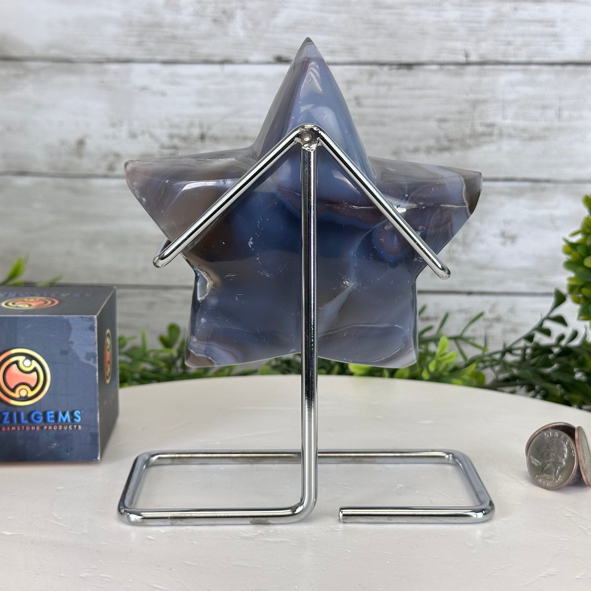 Polished Agate Star on a Metal Stand, 2.5 lbs & 7.1" Tall #5273-0013 - Brazil GemsBrazil GemsPolished Agate Star on a Metal Stand, 2.5 lbs & 7.1" Tall #5273-0013Stars5273-0013