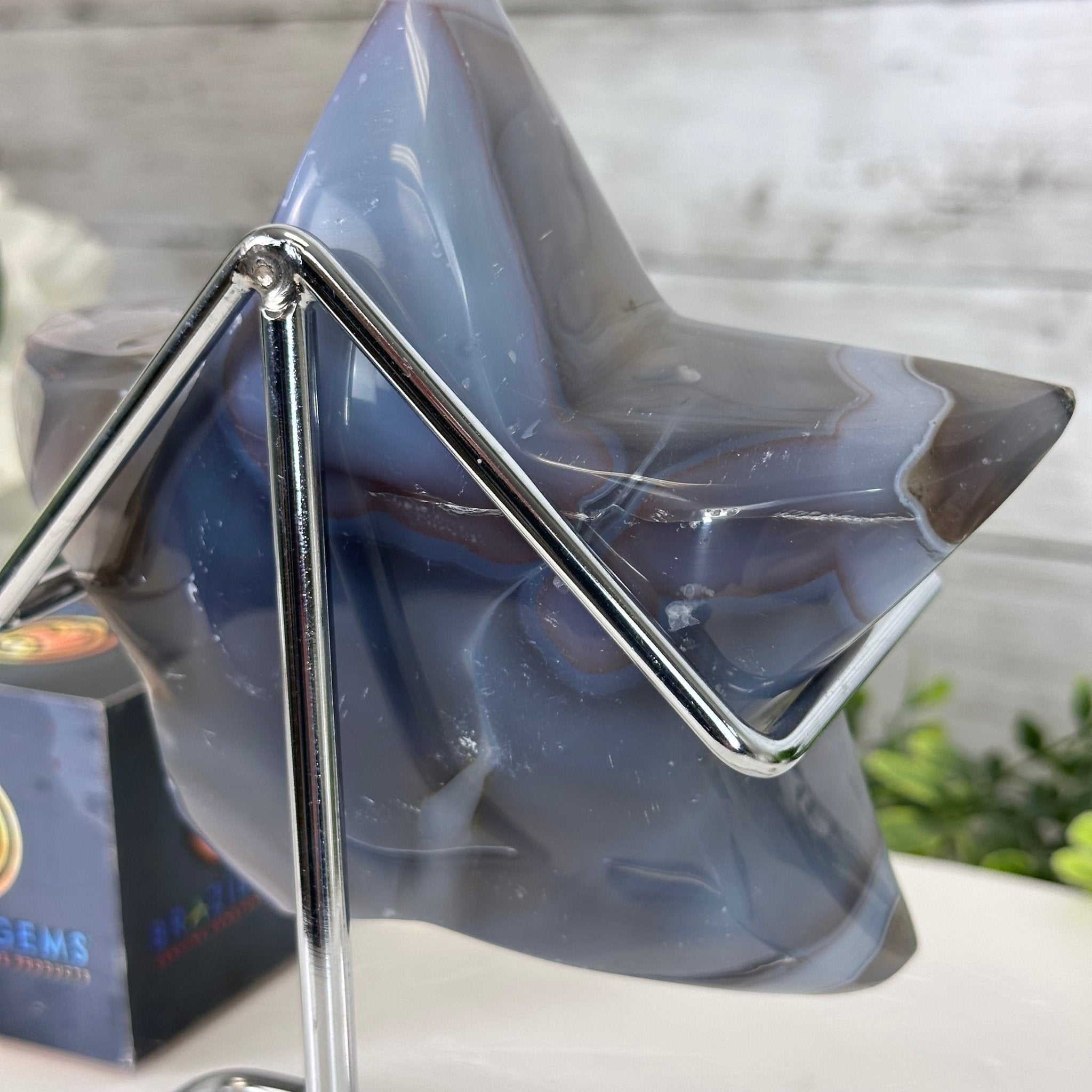 Polished Agate Star on a Metal Stand, 2.5 lbs & 7.1" Tall #5273-0013 - Brazil GemsBrazil GemsPolished Agate Star on a Metal Stand, 2.5 lbs & 7.1" Tall #5273-0013Stars5273-0013