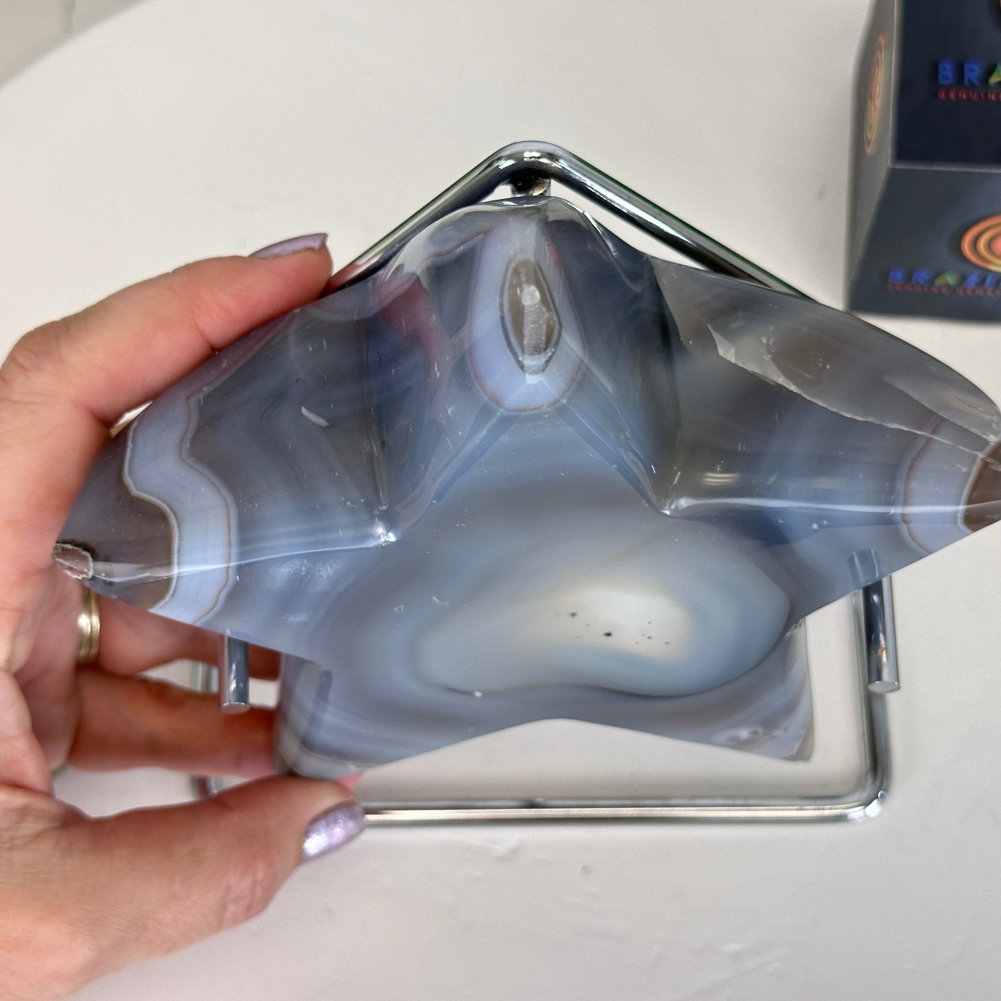 Polished Agate Star on a Metal Stand, 2.5 lbs & 7.1" Tall #5273-0013 - Brazil GemsBrazil GemsPolished Agate Star on a Metal Stand, 2.5 lbs & 7.1" Tall #5273-0013Stars5273-0013