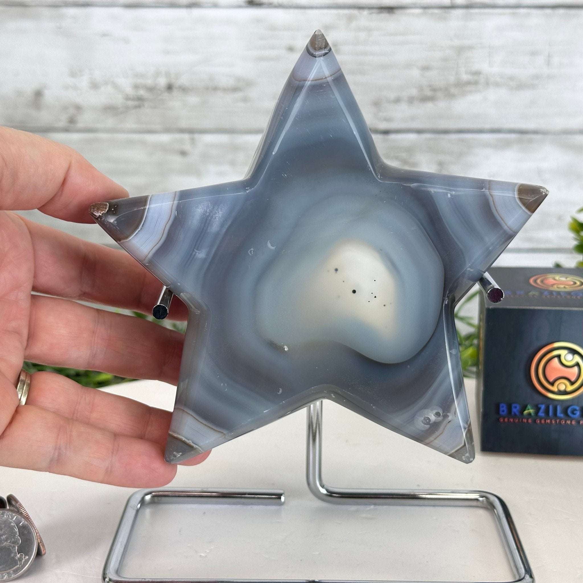 Polished Agate Star on a Metal Stand, 2.5 lbs & 7.1" Tall #5273-0013 - Brazil GemsBrazil GemsPolished Agate Star on a Metal Stand, 2.5 lbs & 7.1" Tall #5273-0013Stars5273-0013