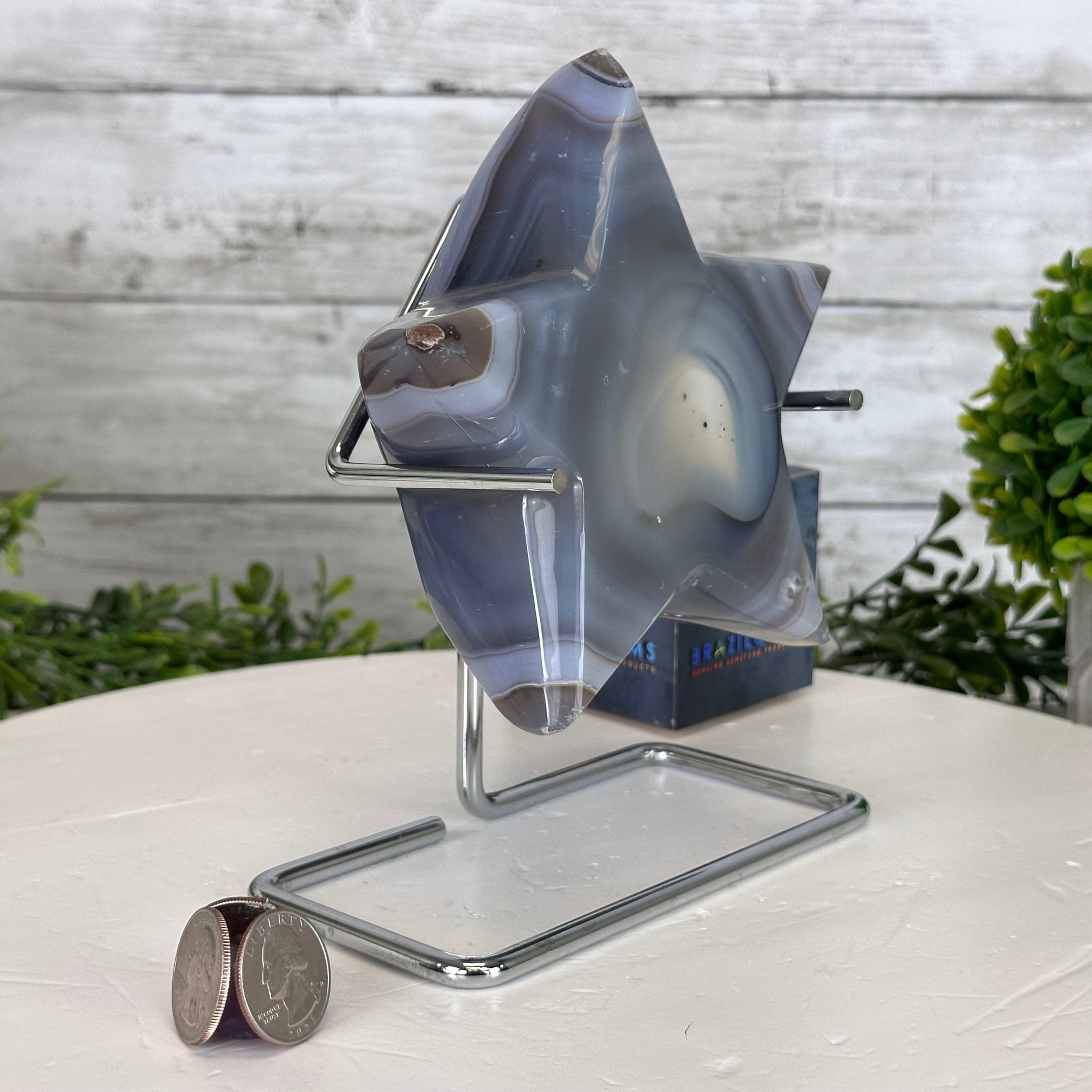 Polished Agate Star on a Metal Stand, 2.5 lbs & 7.1" Tall #5273-0013 - Brazil GemsBrazil GemsPolished Agate Star on a Metal Stand, 2.5 lbs & 7.1" Tall #5273-0013Stars5273-0013