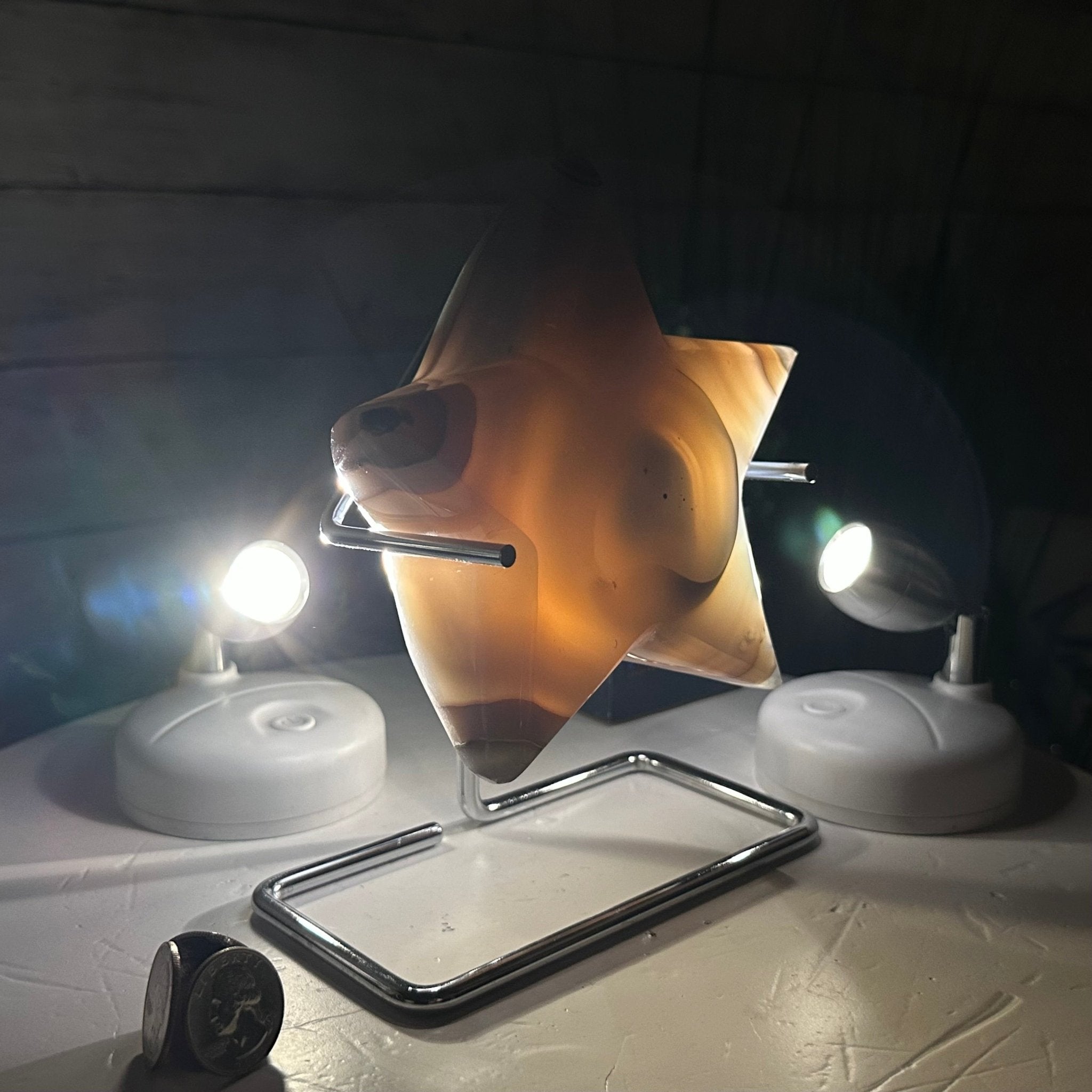 Polished Agate Star on a Metal Stand, 2.5 lbs & 7.1" Tall #5273-0013 - Brazil GemsBrazil GemsPolished Agate Star on a Metal Stand, 2.5 lbs & 7.1" Tall #5273-0013Stars5273-0013