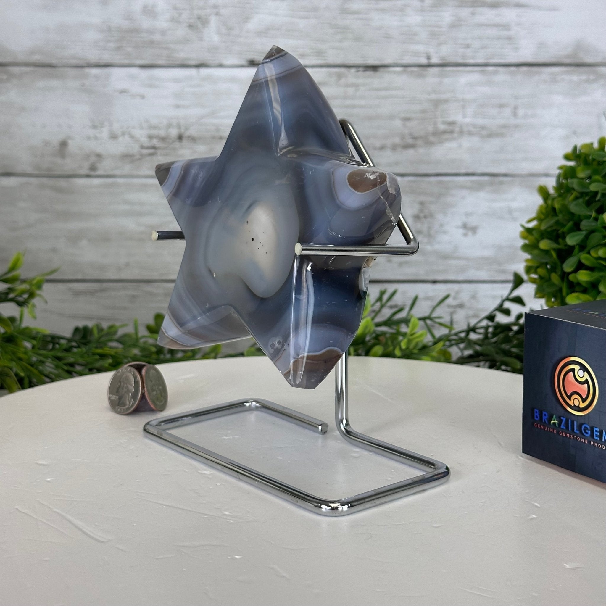 Polished Agate Star on a Metal Stand, 2.5 lbs & 7.1" Tall #5273-0013 - Brazil GemsBrazil GemsPolished Agate Star on a Metal Stand, 2.5 lbs & 7.1" Tall #5273-0013Stars5273-0013