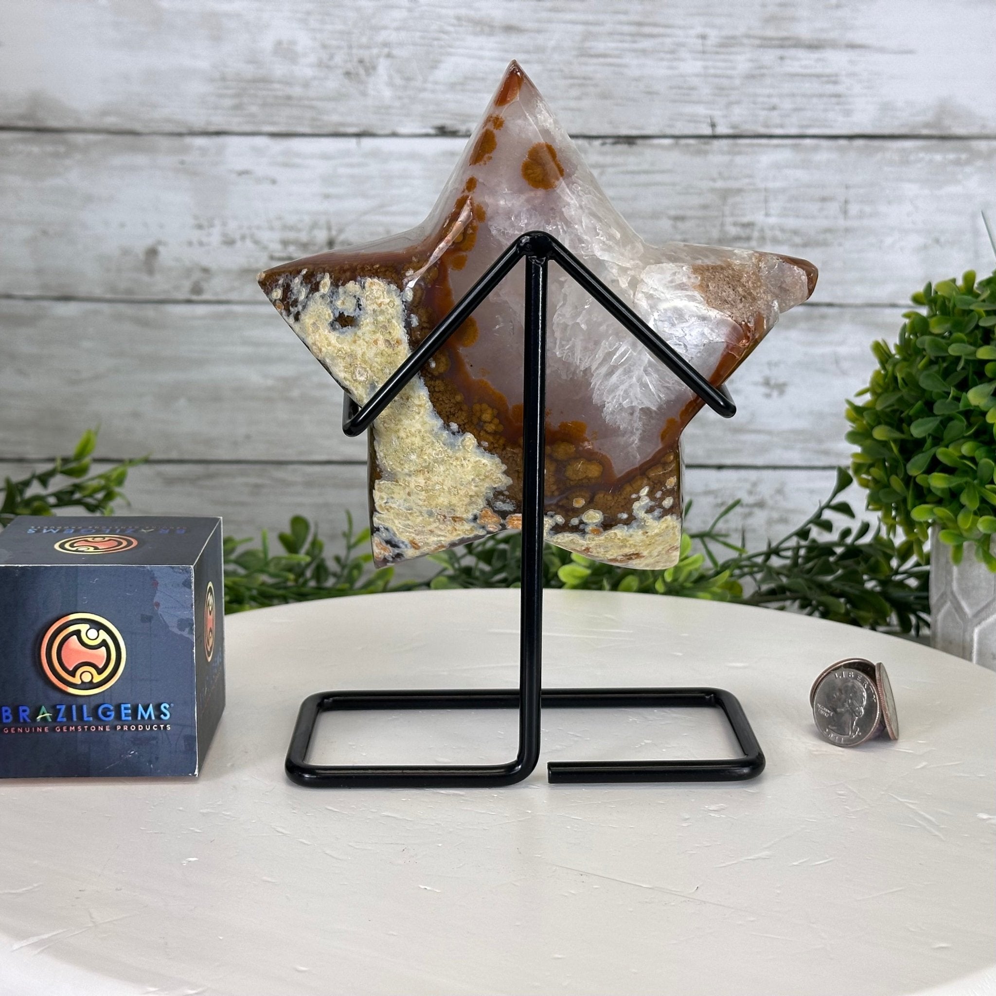 Polished Agate Star on a Metal Stand, 2.7 lbs & 8.2" Tall #5273-0014 - Brazil GemsBrazil GemsPolished Agate Star on a Metal Stand, 2.7 lbs & 8.2" Tall #5273-0014Stars5273-0014