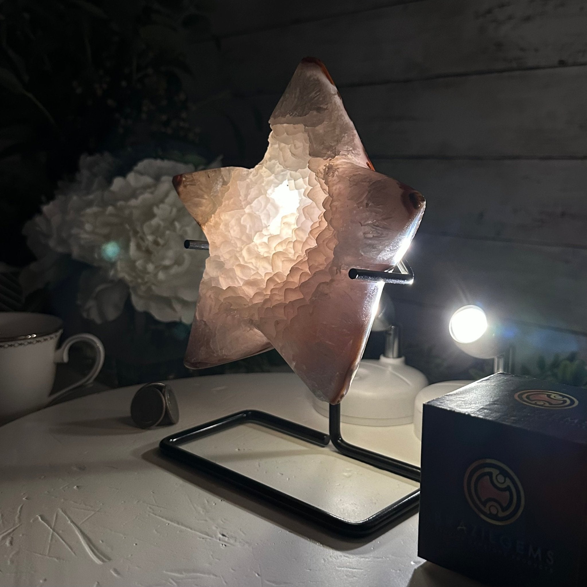 Polished Agate Star on a Metal Stand, 2.7 lbs & 8.2" Tall #5273-0014 - Brazil GemsBrazil GemsPolished Agate Star on a Metal Stand, 2.7 lbs & 8.2" Tall #5273-0014Stars5273-0014