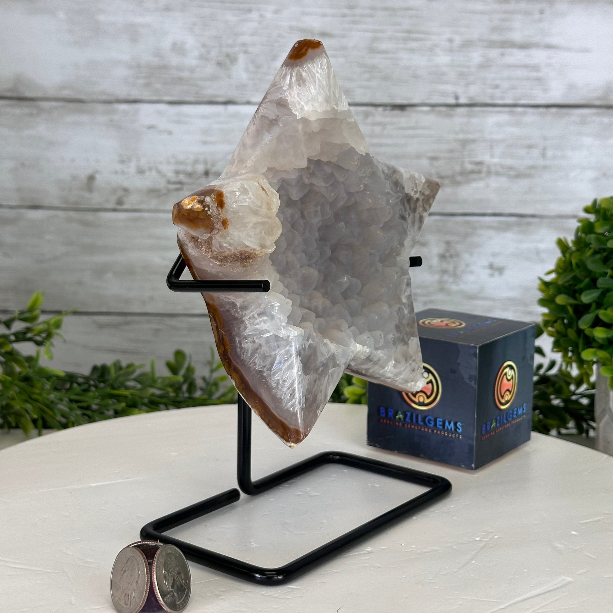 Polished Agate Star on a Metal Stand, 2.7 lbs & 8.2" Tall #5273-0014 - Brazil GemsBrazil GemsPolished Agate Star on a Metal Stand, 2.7 lbs & 8.2" Tall #5273-0014Stars5273-0014