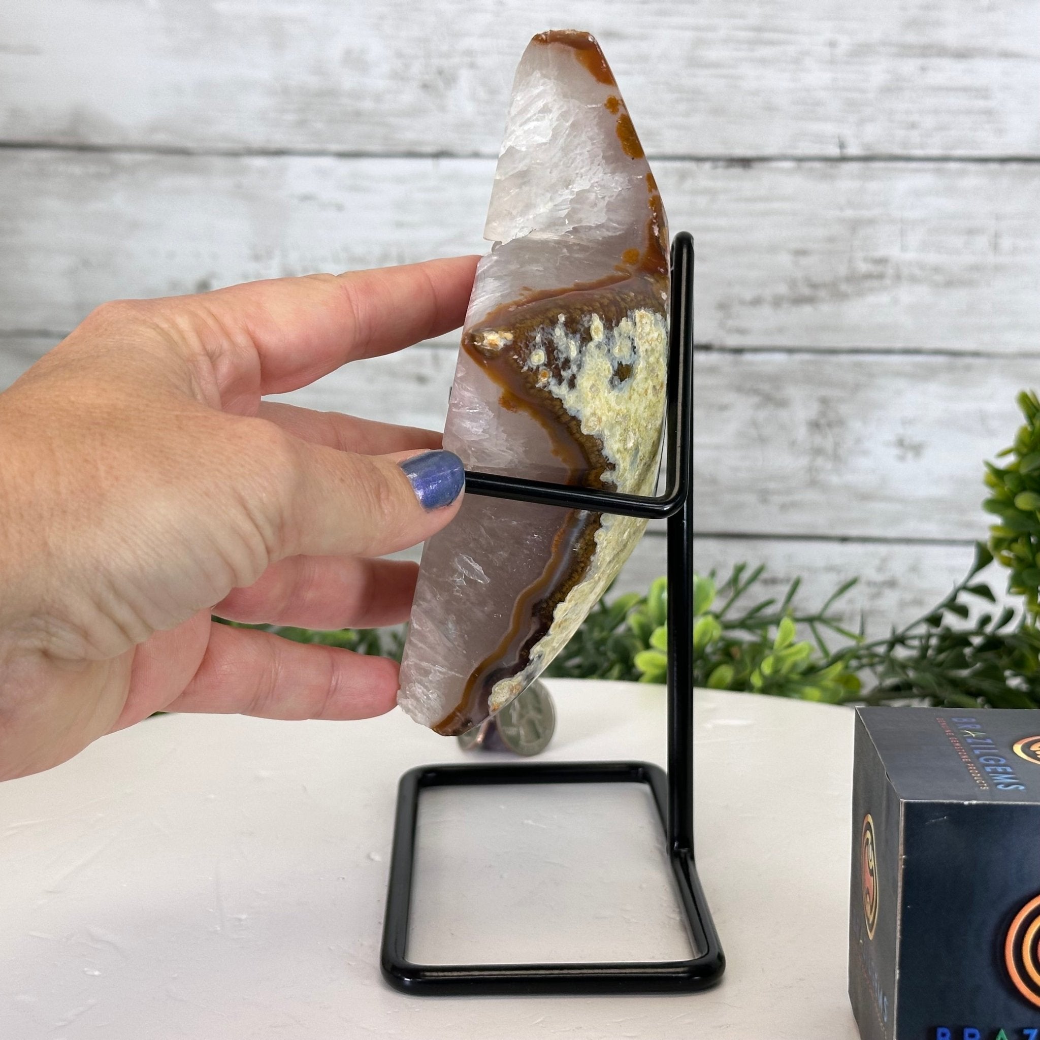 Polished Agate Star on a Metal Stand, 2.7 lbs & 8.2" Tall #5273-0014 - Brazil GemsBrazil GemsPolished Agate Star on a Metal Stand, 2.7 lbs & 8.2" Tall #5273-0014Stars5273-0014
