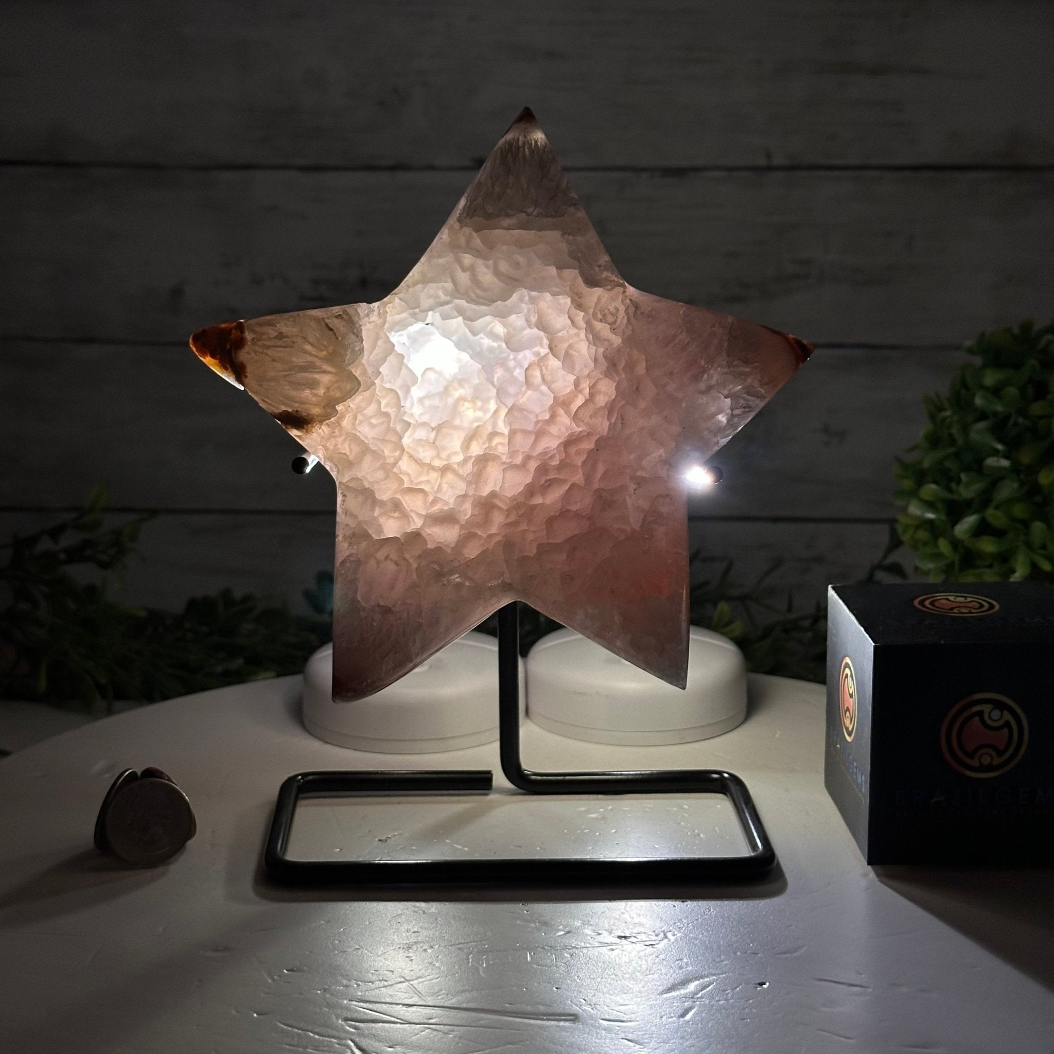 Polished Agate Star on a Metal Stand, 2.7 lbs & 8.2" Tall #5273-0014 - Brazil GemsBrazil GemsPolished Agate Star on a Metal Stand, 2.7 lbs & 8.2" Tall #5273-0014Stars5273-0014