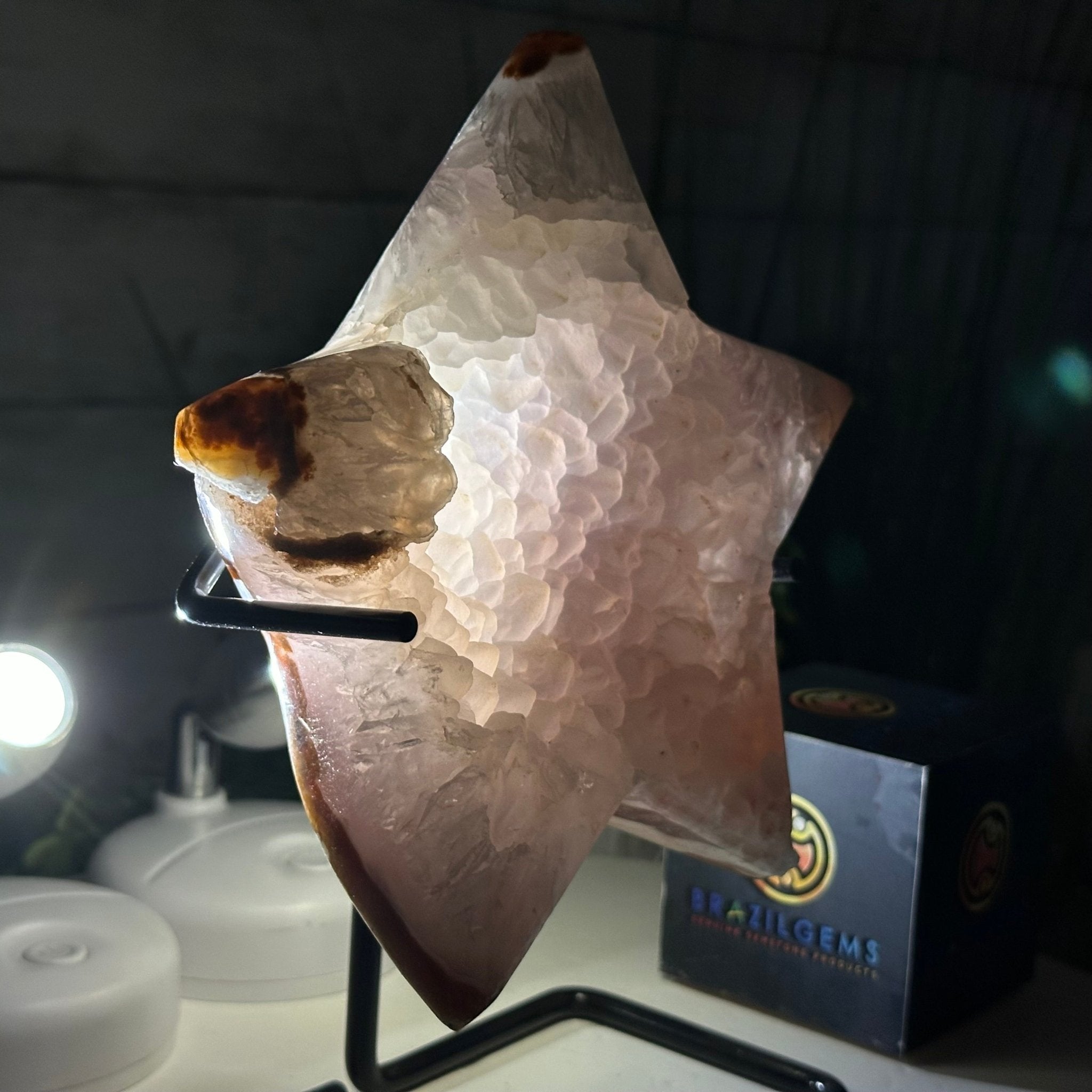 Polished Agate Star on a Metal Stand, 2.7 lbs & 8.2" Tall #5273-0014 - Brazil GemsBrazil GemsPolished Agate Star on a Metal Stand, 2.7 lbs & 8.2" Tall #5273-0014Stars5273-0014