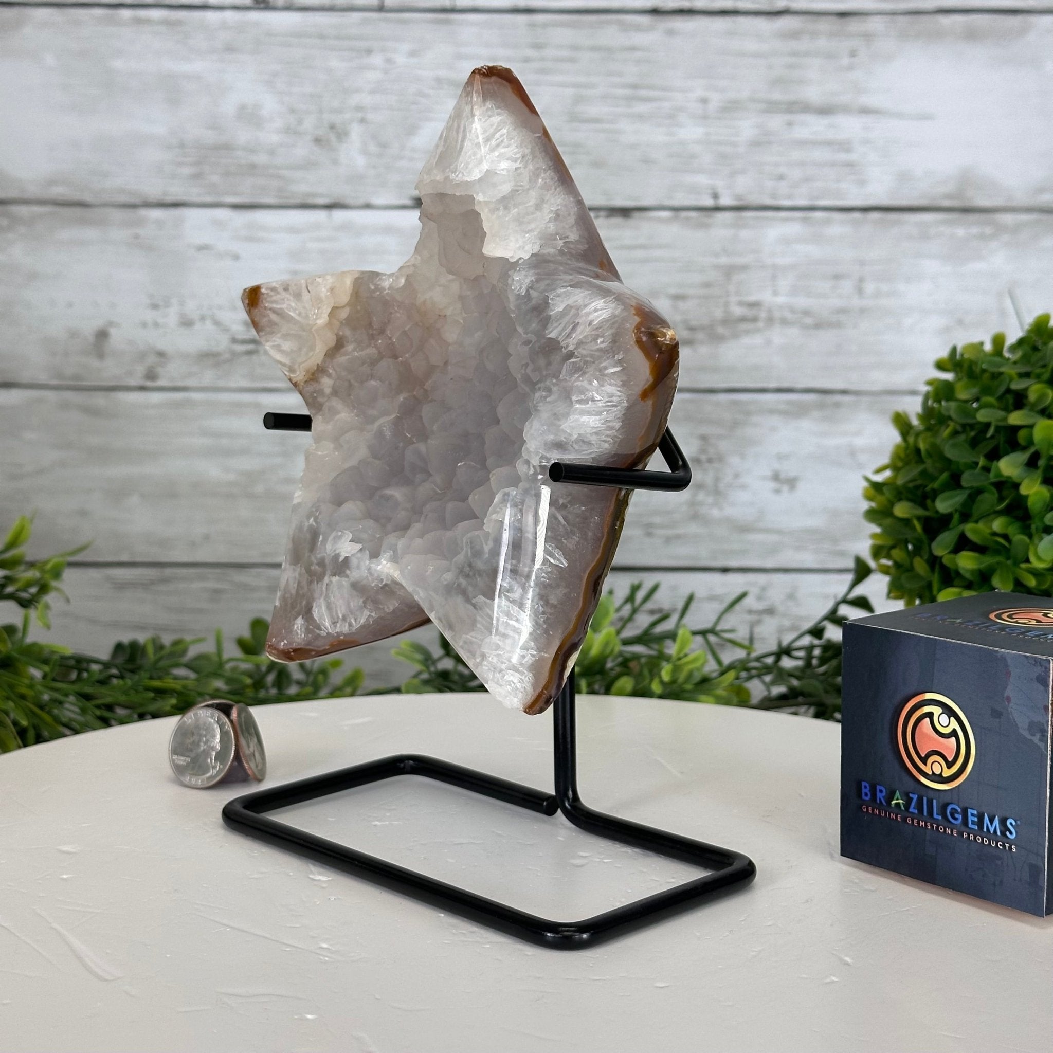 Polished Agate Star on a Metal Stand, 2.7 lbs & 8.2" Tall #5273-0014 - Brazil GemsBrazil GemsPolished Agate Star on a Metal Stand, 2.7 lbs & 8.2" Tall #5273-0014Stars5273-0014