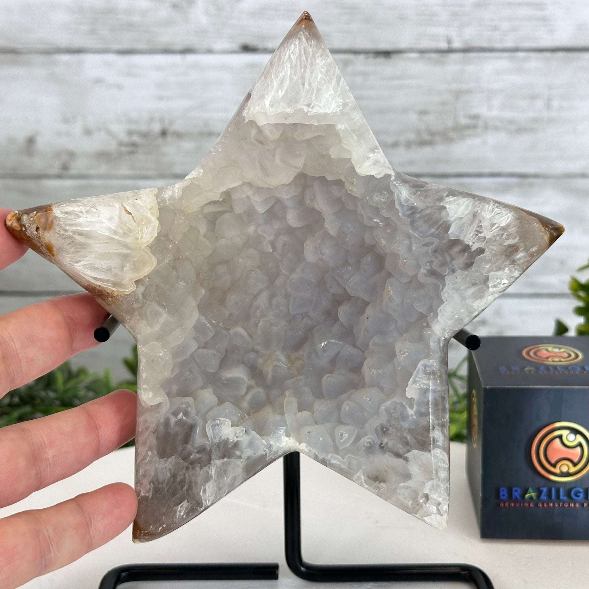 Polished Agate Star on a Metal Stand, 2.7 lbs & 8.2" Tall #5273-0014 - Brazil GemsBrazil GemsPolished Agate Star on a Metal Stand, 2.7 lbs & 8.2" Tall #5273-0014Stars5273-0014
