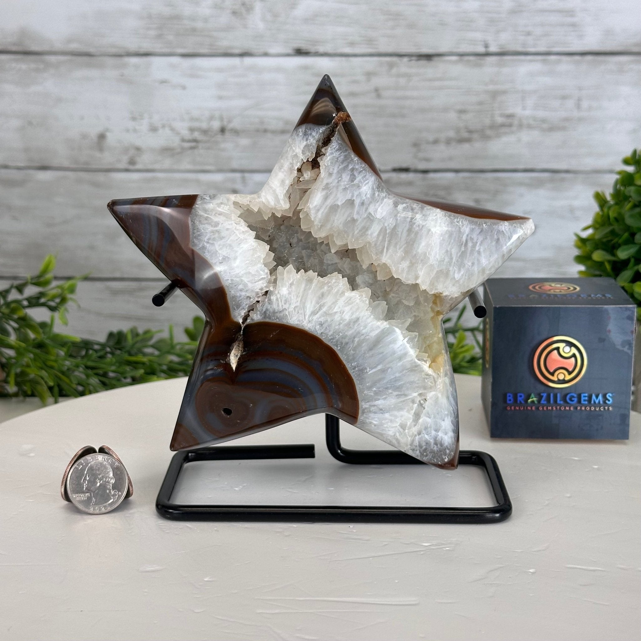 Polished Agate Star on a Metal Stand, 3.2 lbs & 6.8" Tall #5273-0017 - Brazil GemsBrazil GemsPolished Agate Star on a Metal Stand, 3.2 lbs & 6.8" Tall #5273-0017Stars5273-0017