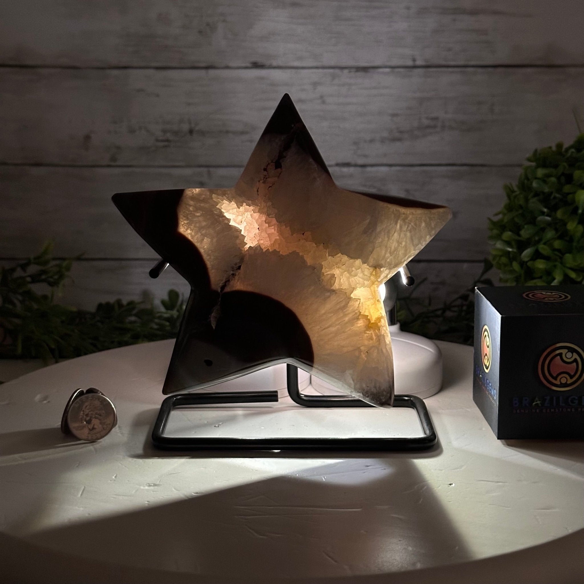 Polished Agate Star on a Metal Stand, 3.2 lbs & 6.8" Tall #5273-0017 - Brazil GemsBrazil GemsPolished Agate Star on a Metal Stand, 3.2 lbs & 6.8" Tall #5273-0017Stars5273-0017