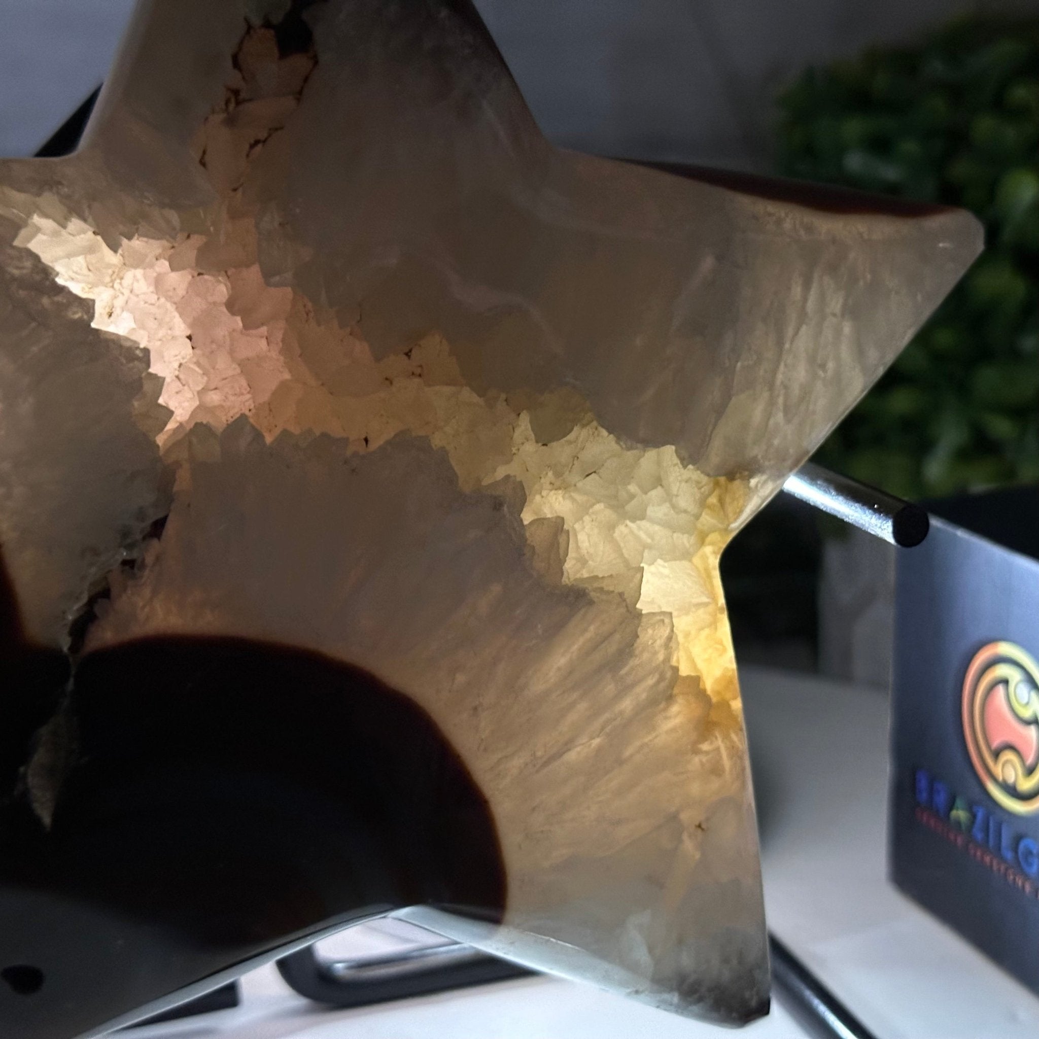 Polished Agate Star on a Metal Stand, 3.2 lbs & 6.8" Tall #5273-0017 - Brazil GemsBrazil GemsPolished Agate Star on a Metal Stand, 3.2 lbs & 6.8" Tall #5273-0017Stars5273-0017