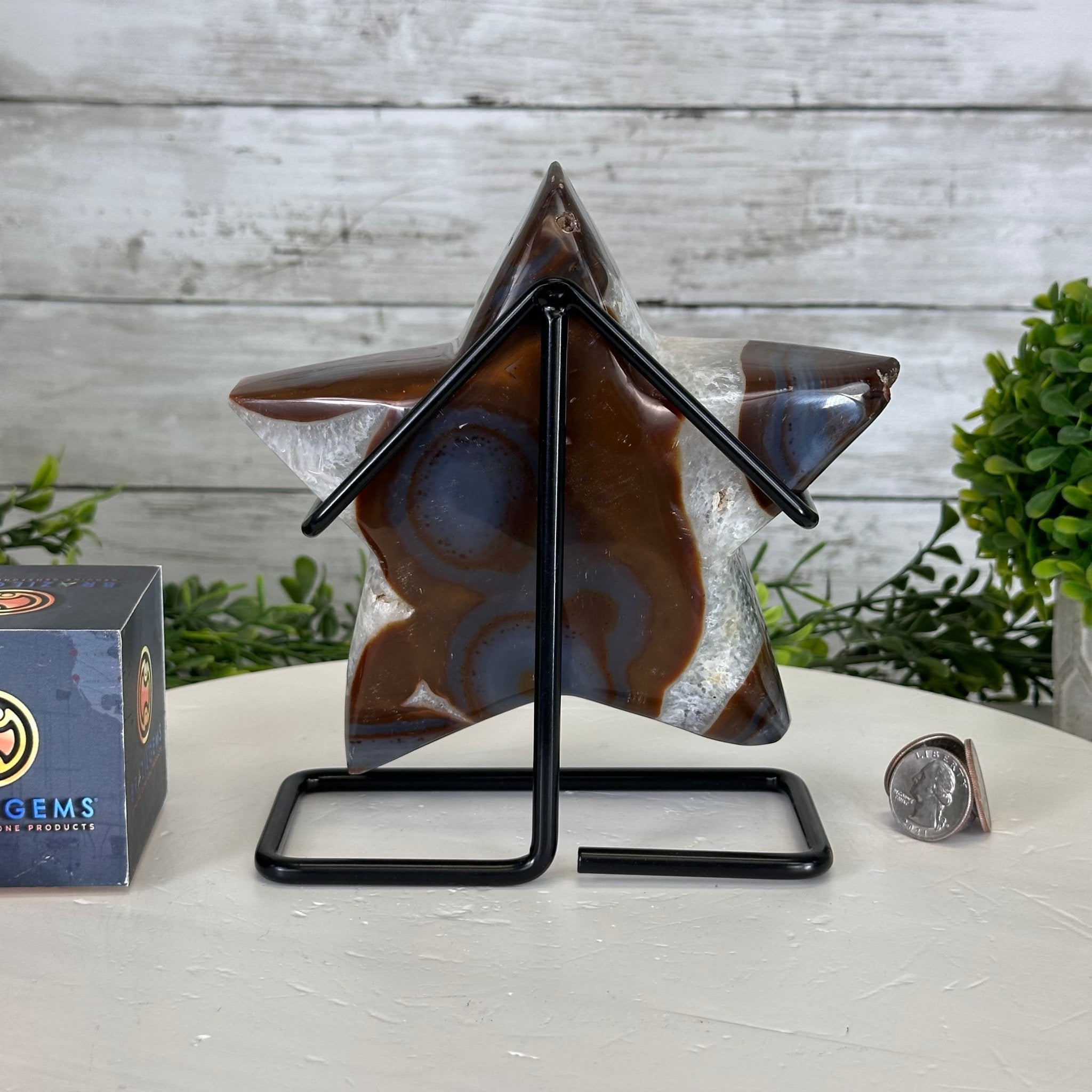 Polished Agate Star on a Metal Stand, 3.2 lbs & 6.8" Tall #5273-0017 - Brazil GemsBrazil GemsPolished Agate Star on a Metal Stand, 3.2 lbs & 6.8" Tall #5273-0017Stars5273-0017