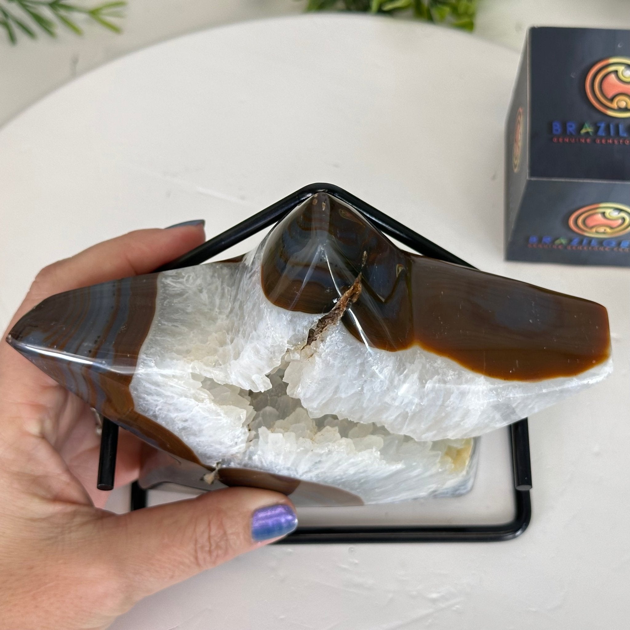Polished Agate Star on a Metal Stand, 3.2 lbs & 6.8" Tall #5273-0017 - Brazil GemsBrazil GemsPolished Agate Star on a Metal Stand, 3.2 lbs & 6.8" Tall #5273-0017Stars5273-0017