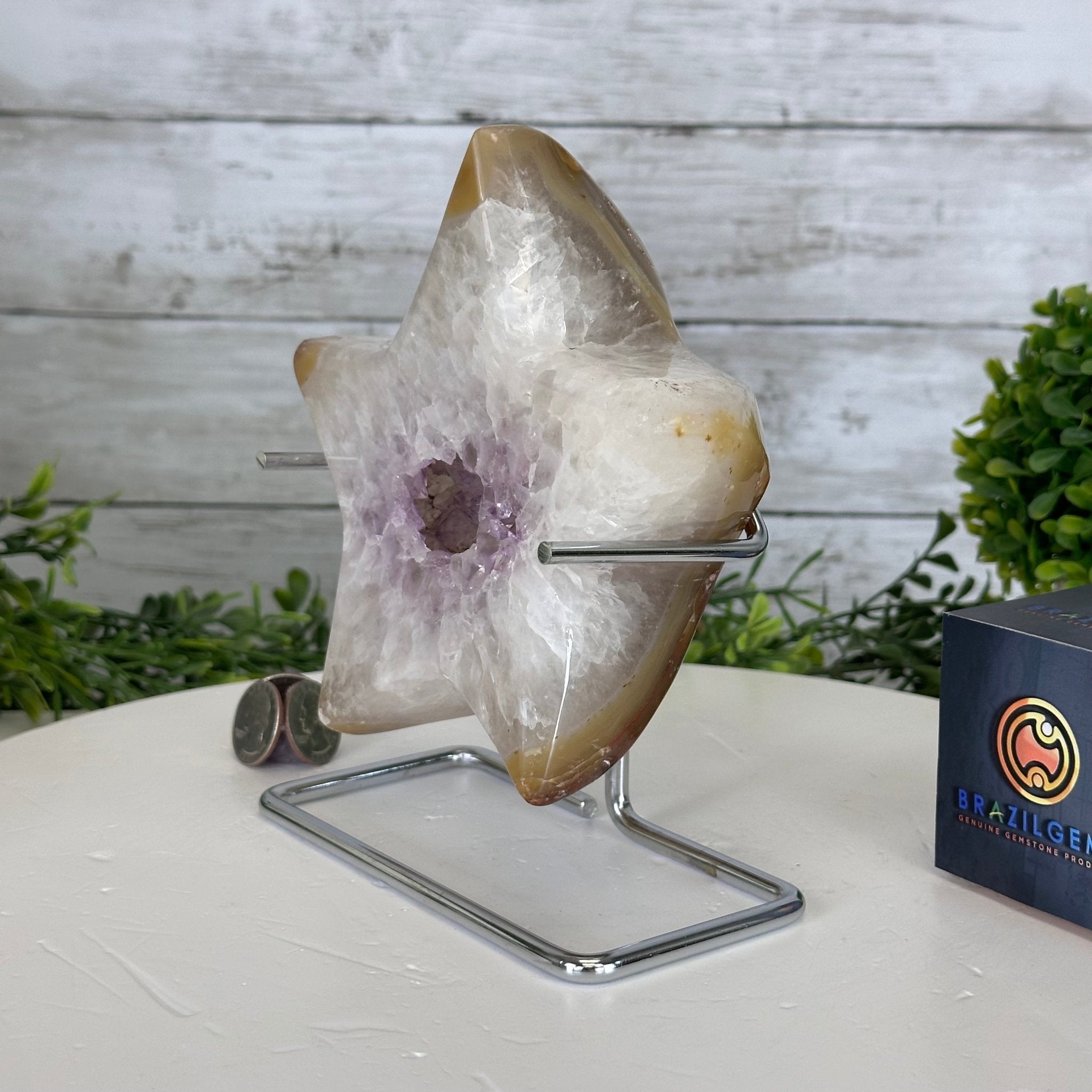 Polished Agate Star on a Metal Stand, 3.3 lbs & 6.9" Tall #5273-0018 - Brazil GemsBrazil GemsPolished Agate Star on a Metal Stand, 3.3 lbs & 6.9" Tall #5273-0018Stars5273-0018