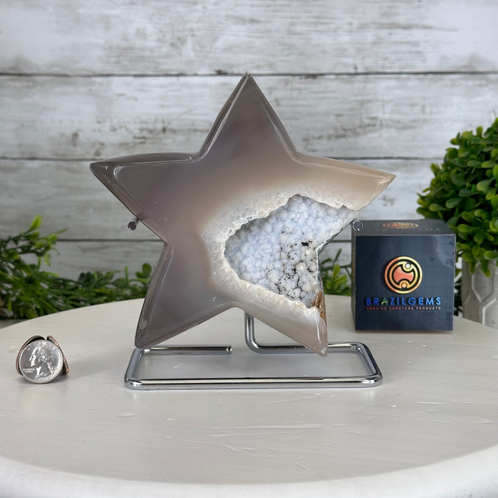 Polished Agate Star on a Metal Stand, 3.6 lbs & 6.7" Tall #5273-0020 - Brazil GemsBrazil GemsPolished Agate Star on a Metal Stand, 3.6 lbs & 6.7" Tall #5273-0020Stars5273-0020