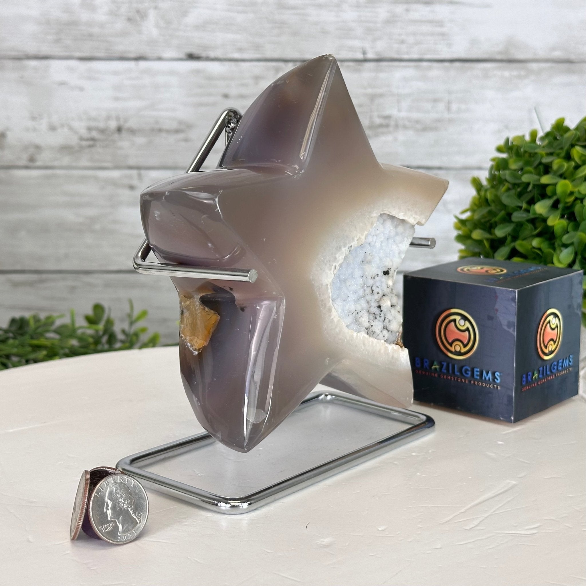 Polished Agate Star on a Metal Stand, 3.6 lbs & 6.7" Tall #5273-0020 - Brazil GemsBrazil GemsPolished Agate Star on a Metal Stand, 3.6 lbs & 6.7" Tall #5273-0020Stars5273-0020