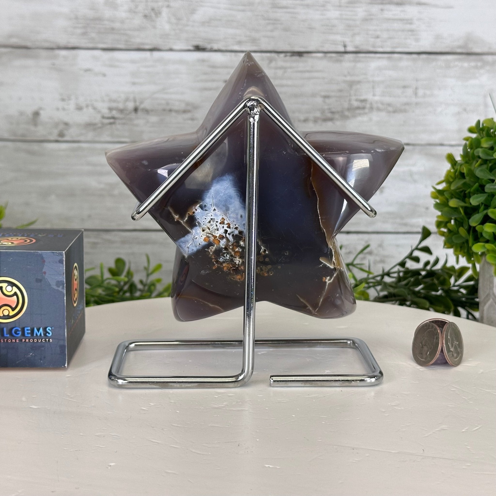 Polished Agate Star on a Metal Stand, 3.6 lbs & 6.7" Tall #5273-0020 - Brazil GemsBrazil GemsPolished Agate Star on a Metal Stand, 3.6 lbs & 6.7" Tall #5273-0020Stars5273-0020