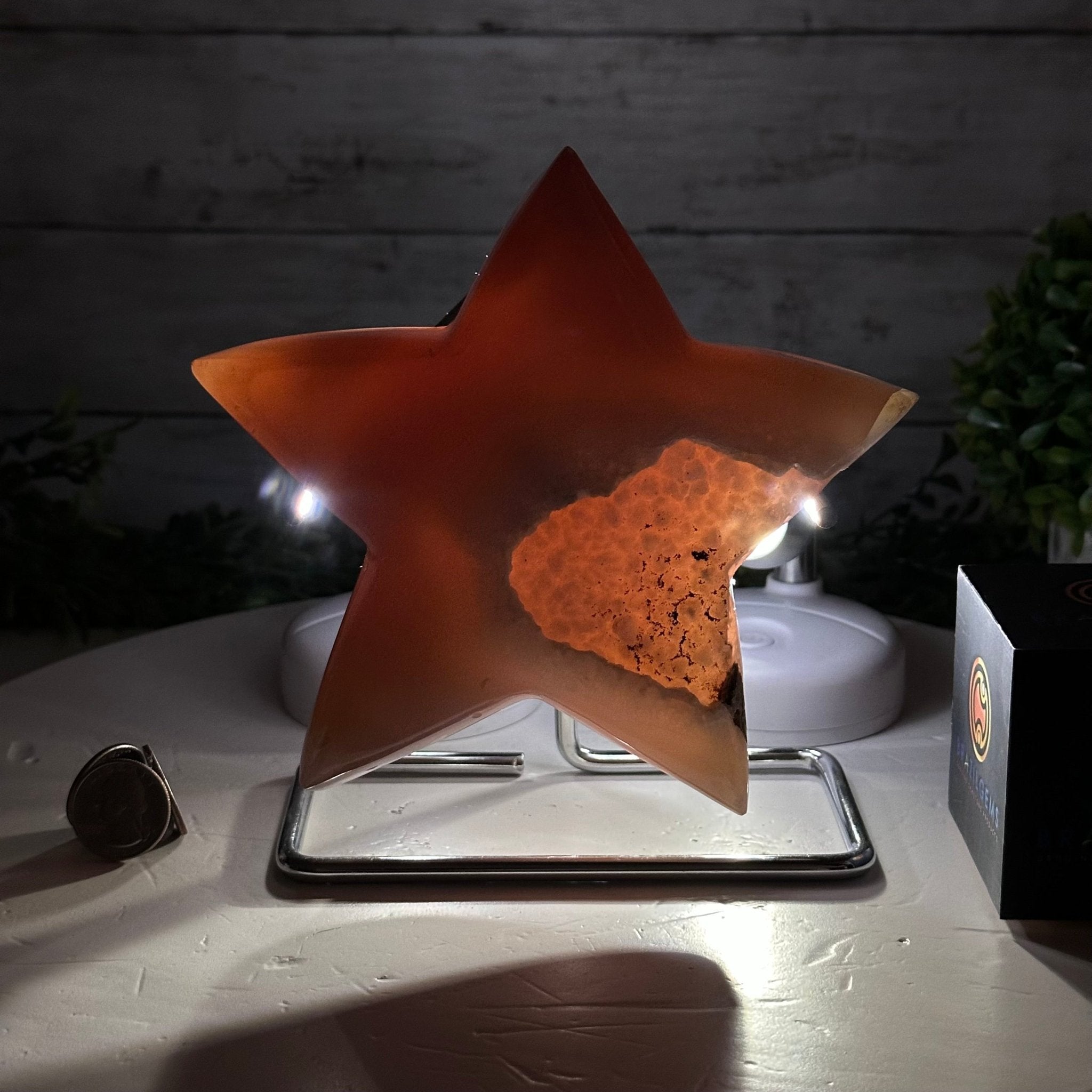 Polished Agate Star on a Metal Stand, 3.6 lbs & 6.7" Tall #5273-0020 - Brazil GemsBrazil GemsPolished Agate Star on a Metal Stand, 3.6 lbs & 6.7" Tall #5273-0020Stars5273-0020