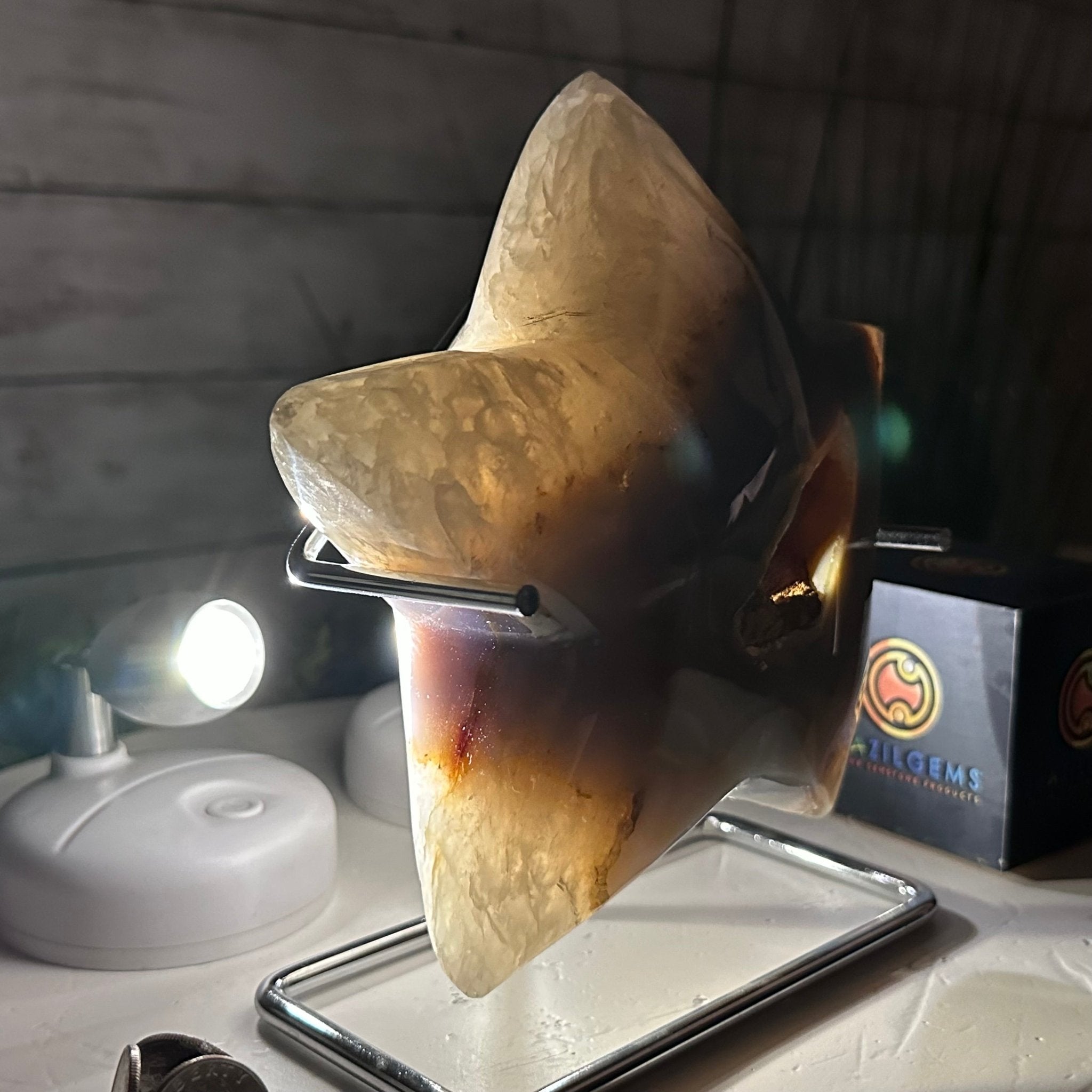 Polished Agate Star on a Metal Stand, 3.6 lbs & 7.3" Tall #5273-0019 - Brazil GemsBrazil GemsPolished Agate Star on a Metal Stand, 3.6 lbs & 7.3" Tall #5273-0019Stars5273-0019