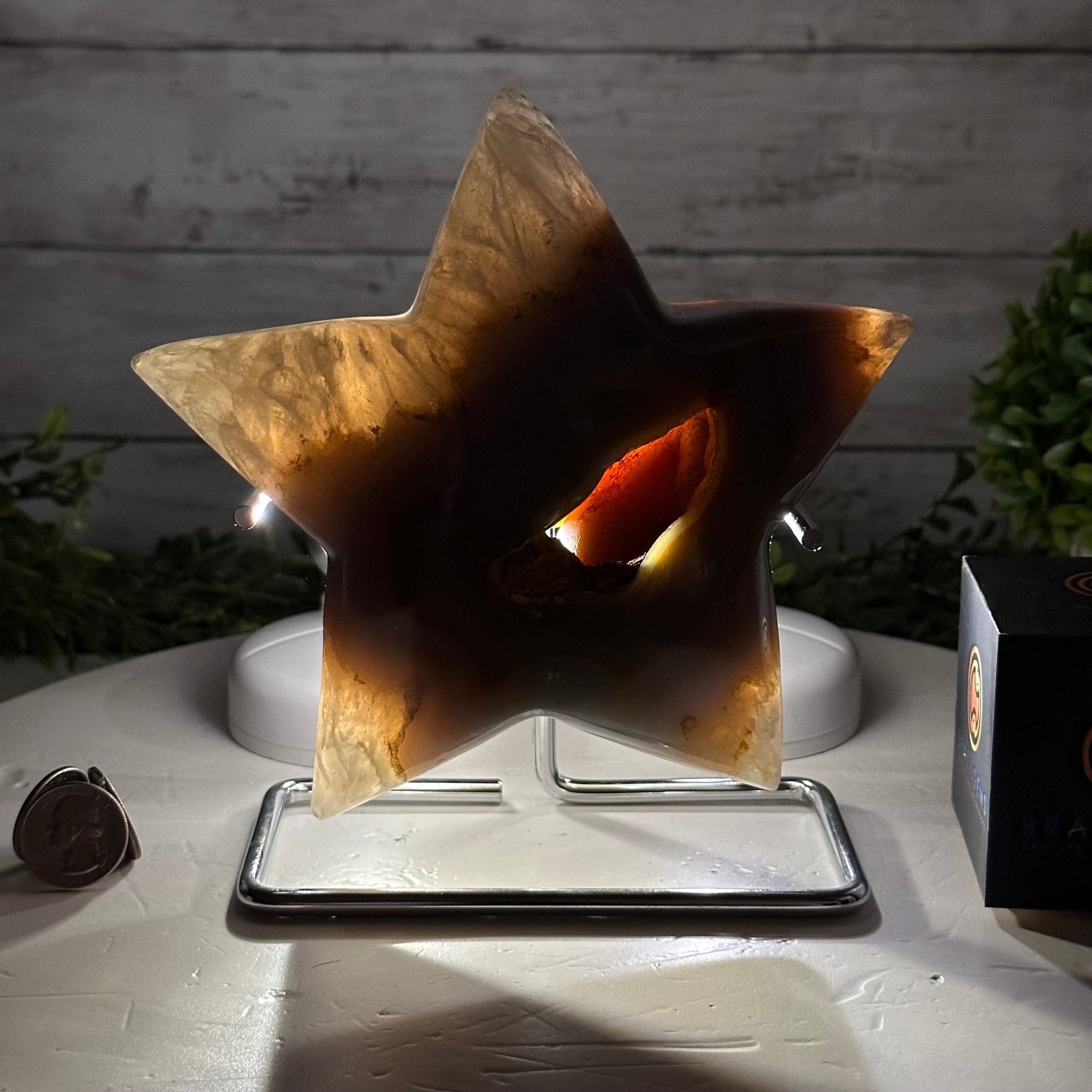 Polished Agate Star on a Metal Stand, 3.6 lbs & 7.3" Tall #5273-0019 - Brazil GemsBrazil GemsPolished Agate Star on a Metal Stand, 3.6 lbs & 7.3" Tall #5273-0019Stars5273-0019