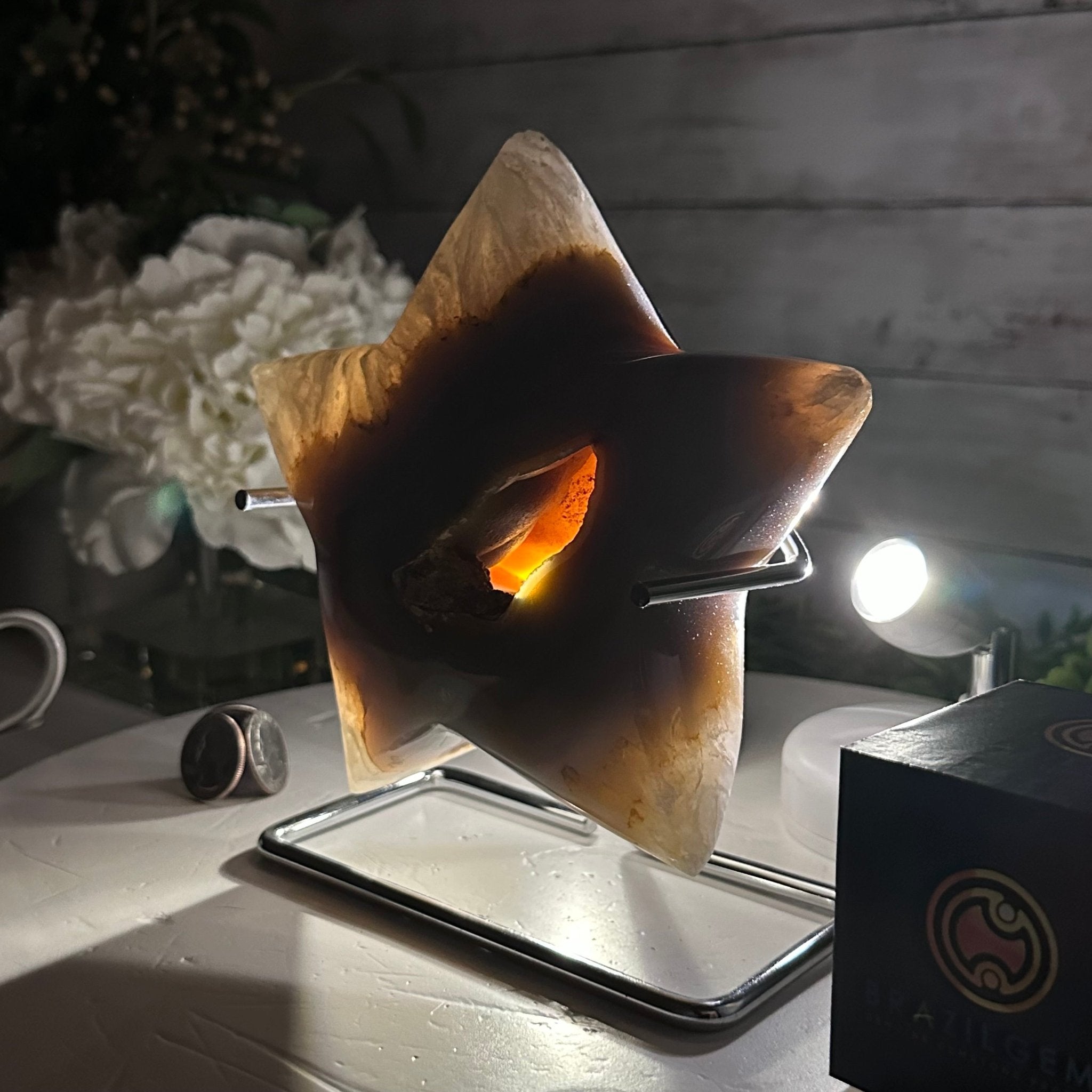 Polished Agate Star on a Metal Stand, 3.6 lbs & 7.3" Tall #5273-0019 - Brazil GemsBrazil GemsPolished Agate Star on a Metal Stand, 3.6 lbs & 7.3" Tall #5273-0019Stars5273-0019