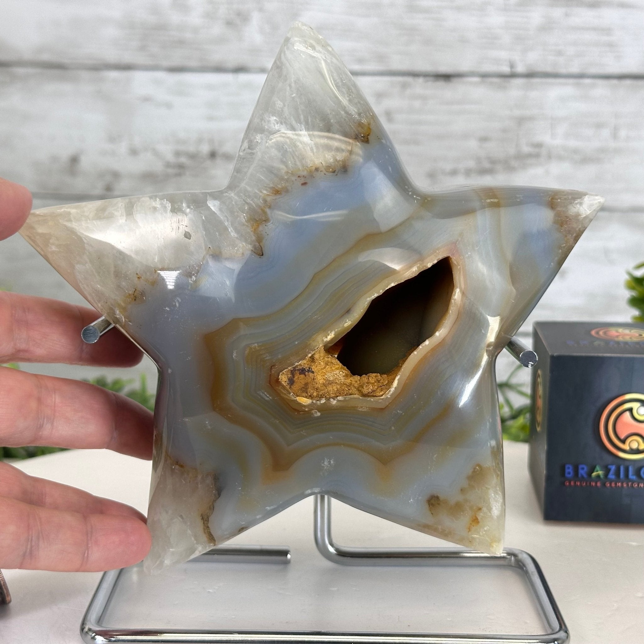 Polished Agate Star on a Metal Stand, 3.6 lbs & 7.3" Tall #5273-0019 - Brazil GemsBrazil GemsPolished Agate Star on a Metal Stand, 3.6 lbs & 7.3" Tall #5273-0019Stars5273-0019