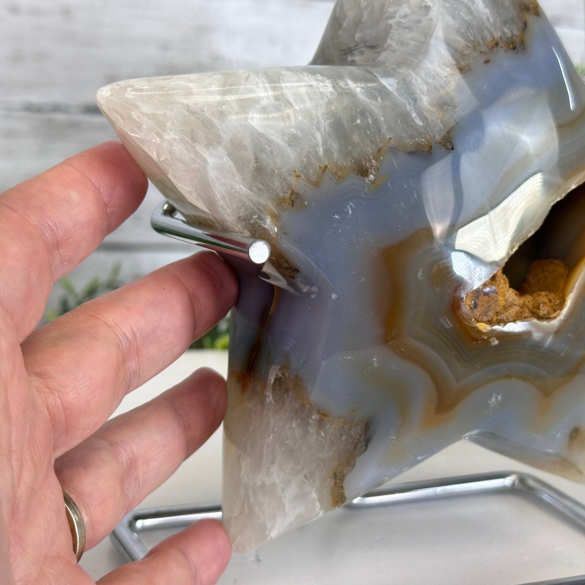 Polished Agate Star on a Metal Stand, 3.6 lbs & 7.3" Tall #5273-0019 - Brazil GemsBrazil GemsPolished Agate Star on a Metal Stand, 3.6 lbs & 7.3" Tall #5273-0019Stars5273-0019