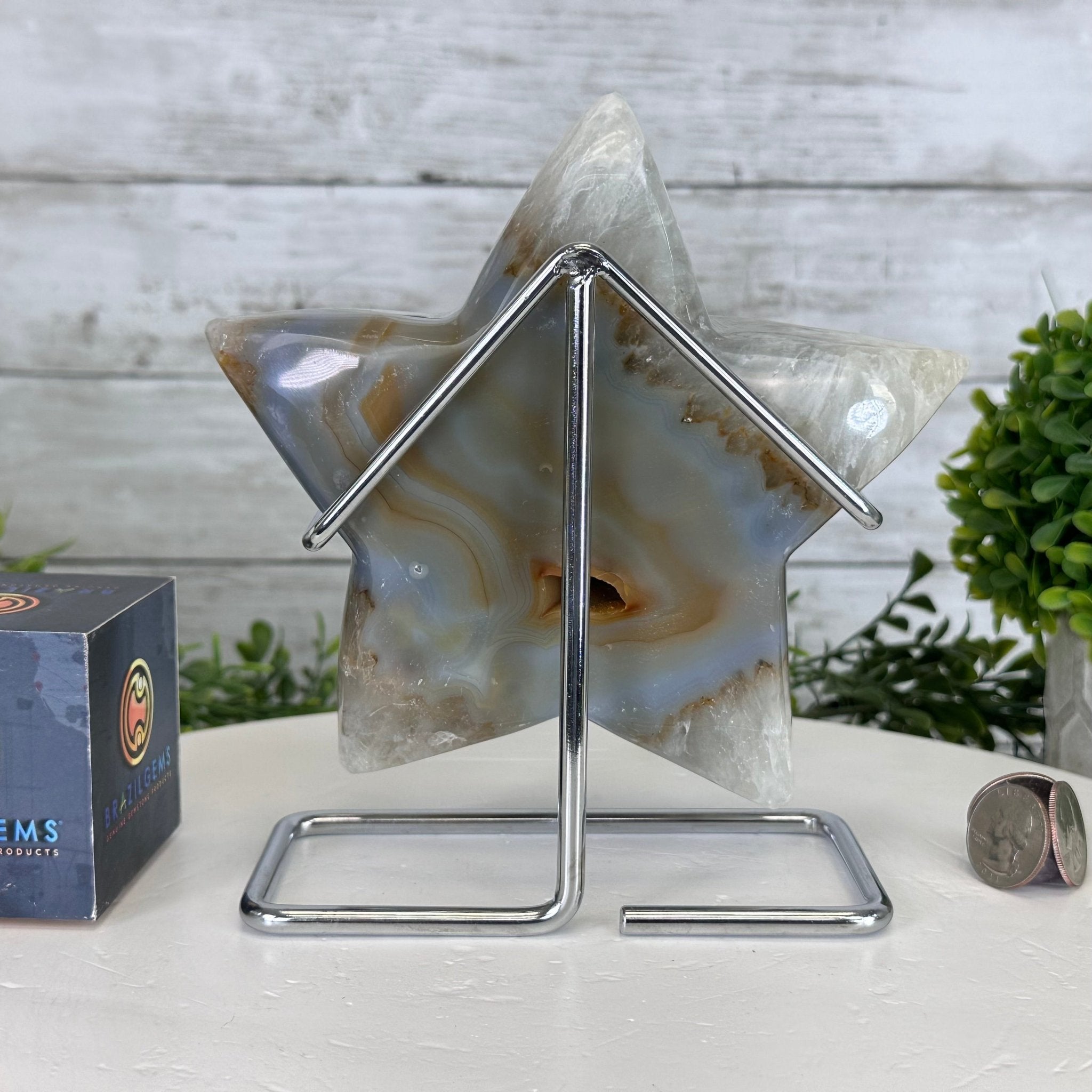 Polished Agate Star on a Metal Stand, 3.6 lbs & 7.3" Tall #5273-0019 - Brazil GemsBrazil GemsPolished Agate Star on a Metal Stand, 3.6 lbs & 7.3" Tall #5273-0019Stars5273-0019