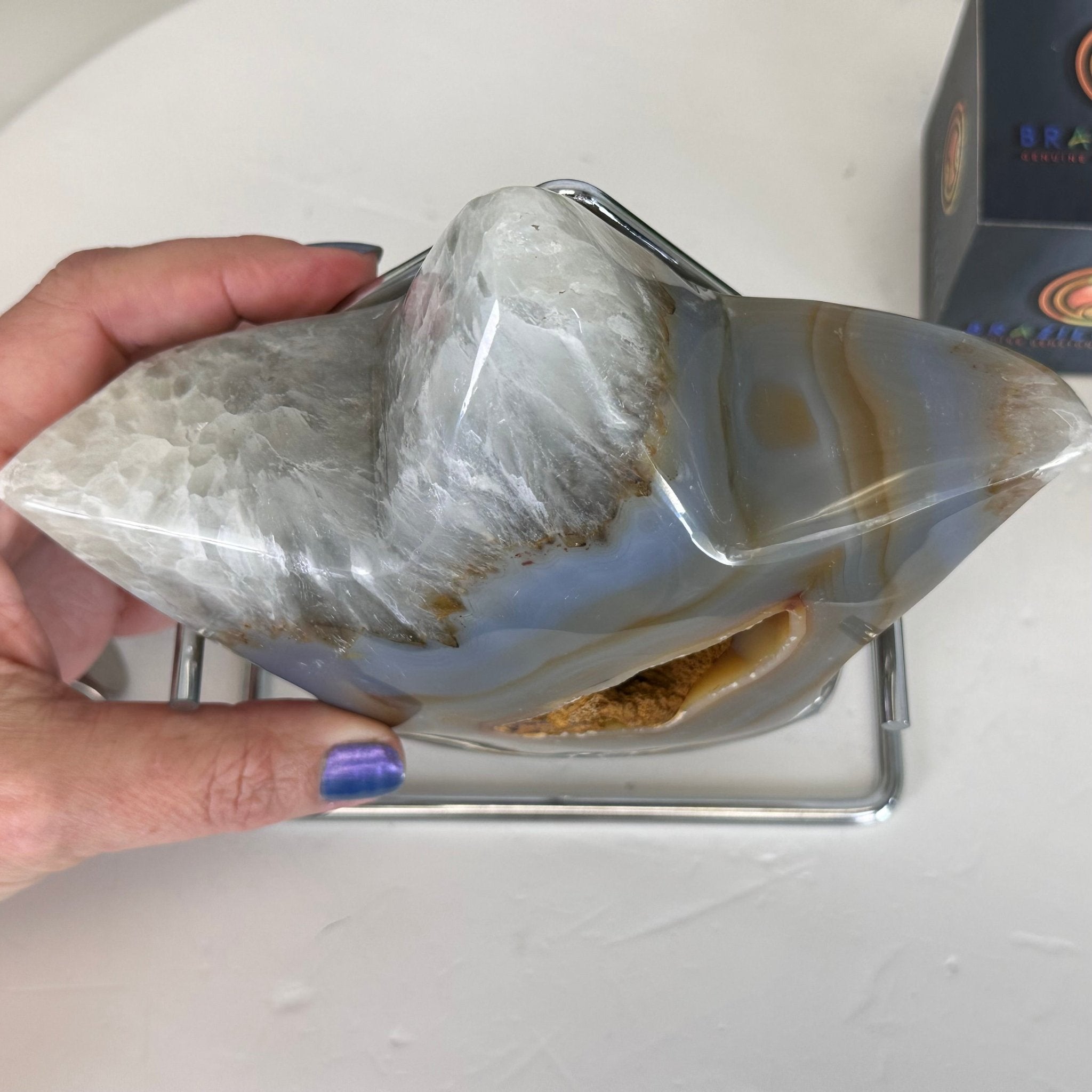 Polished Agate Star on a Metal Stand, 3.6 lbs & 7.3" Tall #5273-0019 - Brazil GemsBrazil GemsPolished Agate Star on a Metal Stand, 3.6 lbs & 7.3" Tall #5273-0019Stars5273-0019