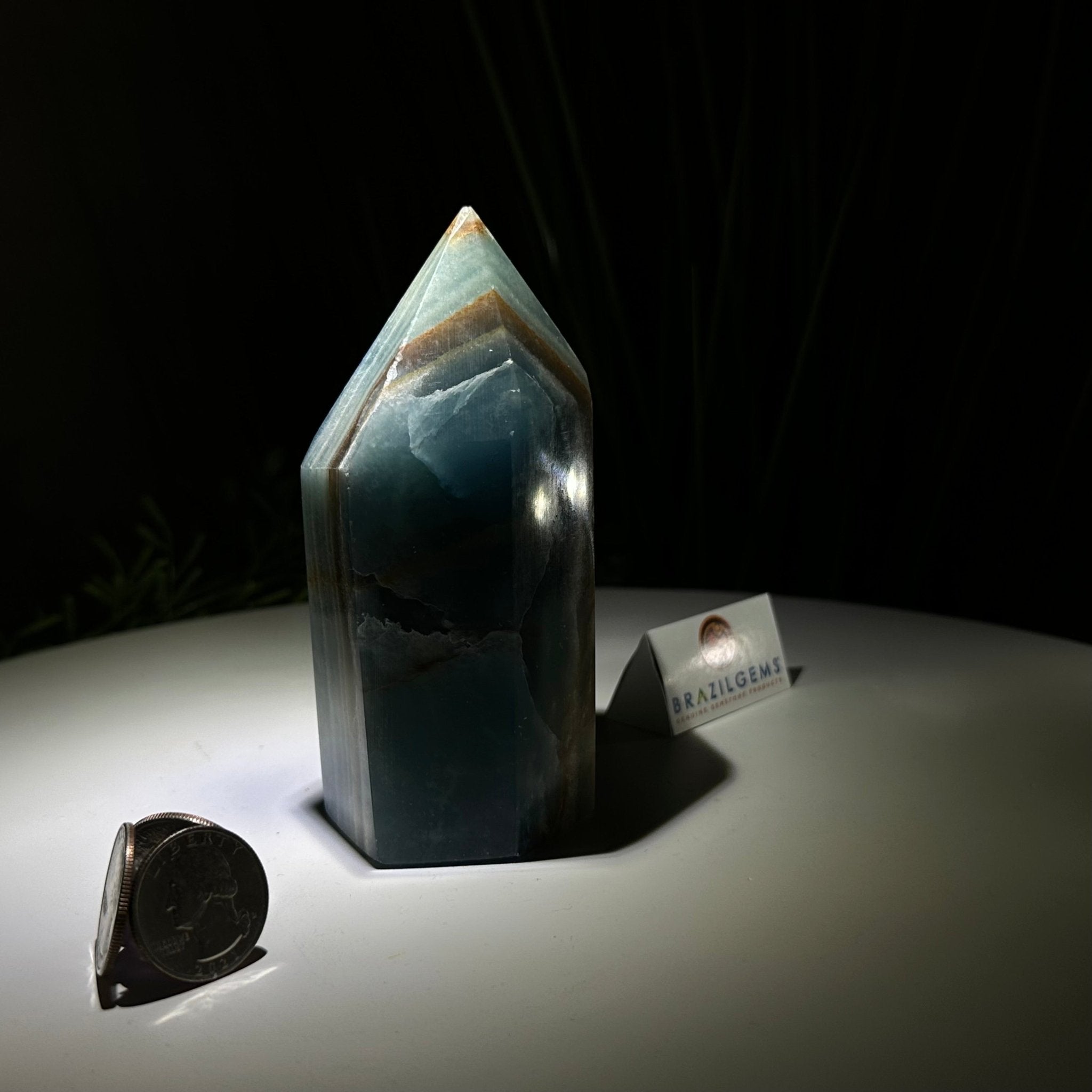 Polished Blue Onyx Crystal Tower 4.7" Tall #3106BX - 003 - Brazil GemsBrazil GemsPolished Blue Onyx Crystal Tower 4.7" Tall #3106BX - 003Crystal Points3106BX - 003