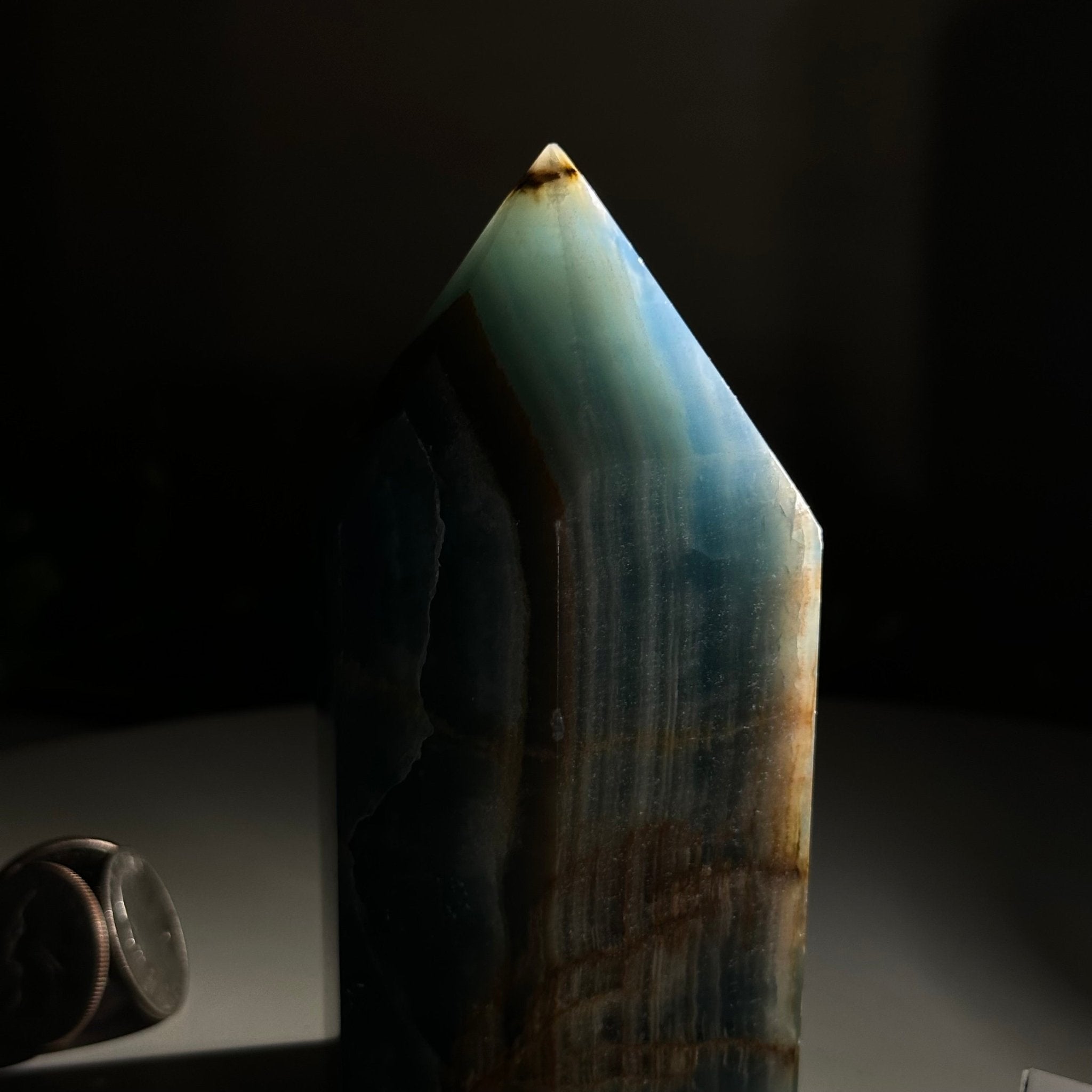 Polished Blue Onyx Crystal Tower 4.7" Tall #3106BX - 003 - Brazil GemsBrazil GemsPolished Blue Onyx Crystal Tower 4.7" Tall #3106BX - 003Crystal Points3106BX - 003