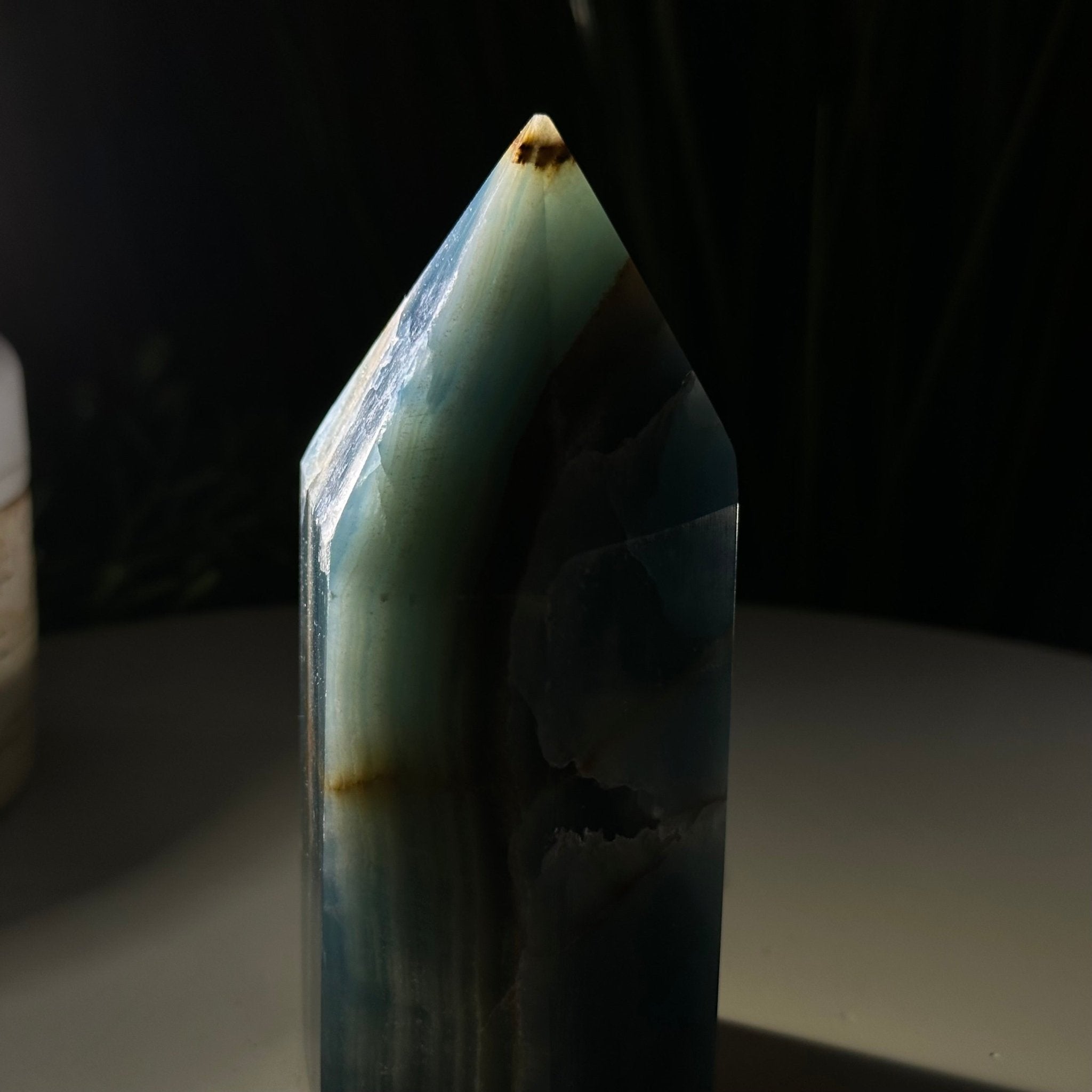 Polished Blue Onyx Crystal Tower 4.7" Tall #3106BX - 003 - Brazil GemsBrazil GemsPolished Blue Onyx Crystal Tower 4.7" Tall #3106BX - 003Crystal Points3106BX - 003