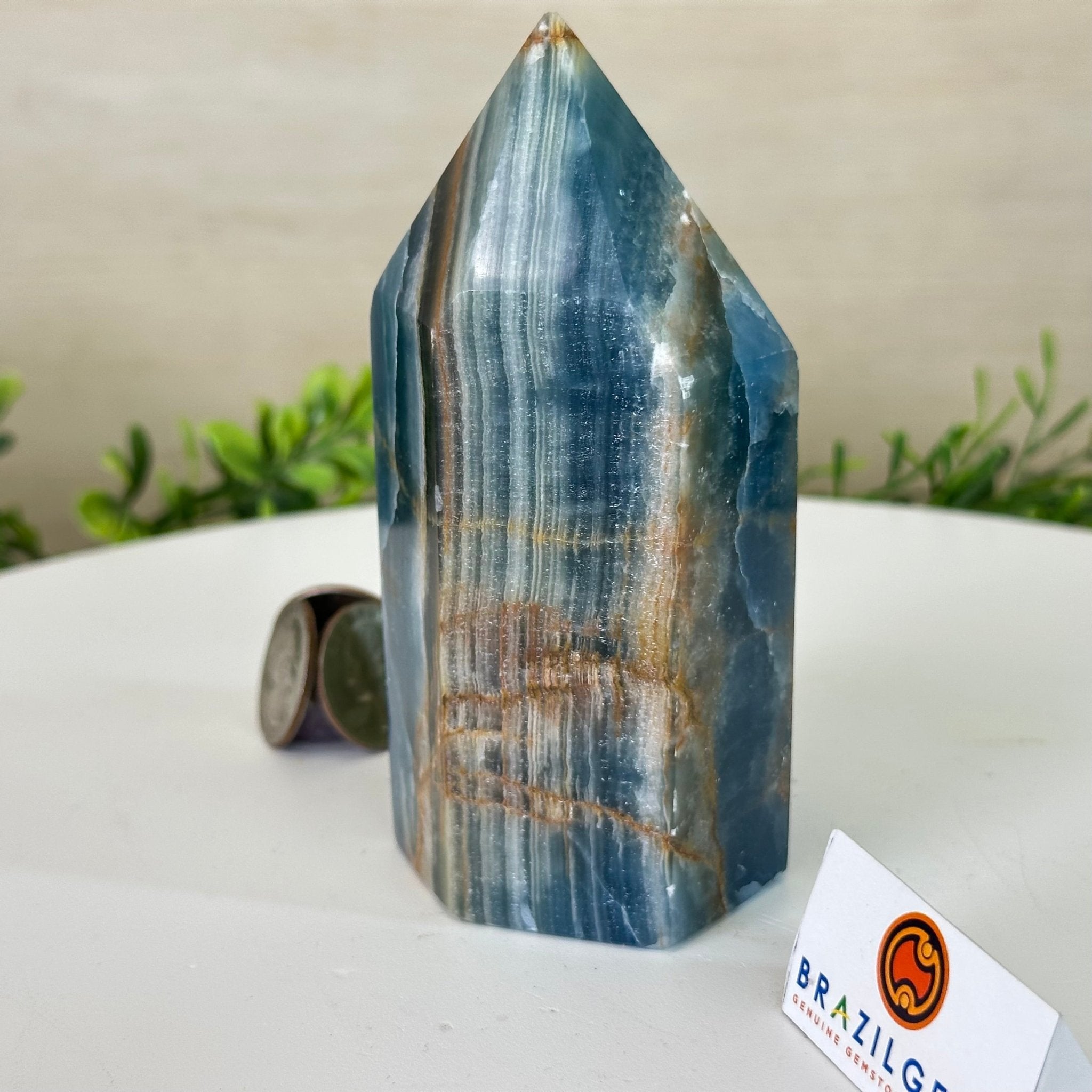 Polished Blue Onyx Crystal Tower 4.7" Tall #3106BX - 003 - Brazil GemsBrazil GemsPolished Blue Onyx Crystal Tower 4.7" Tall #3106BX - 003Crystal Points3106BX - 003