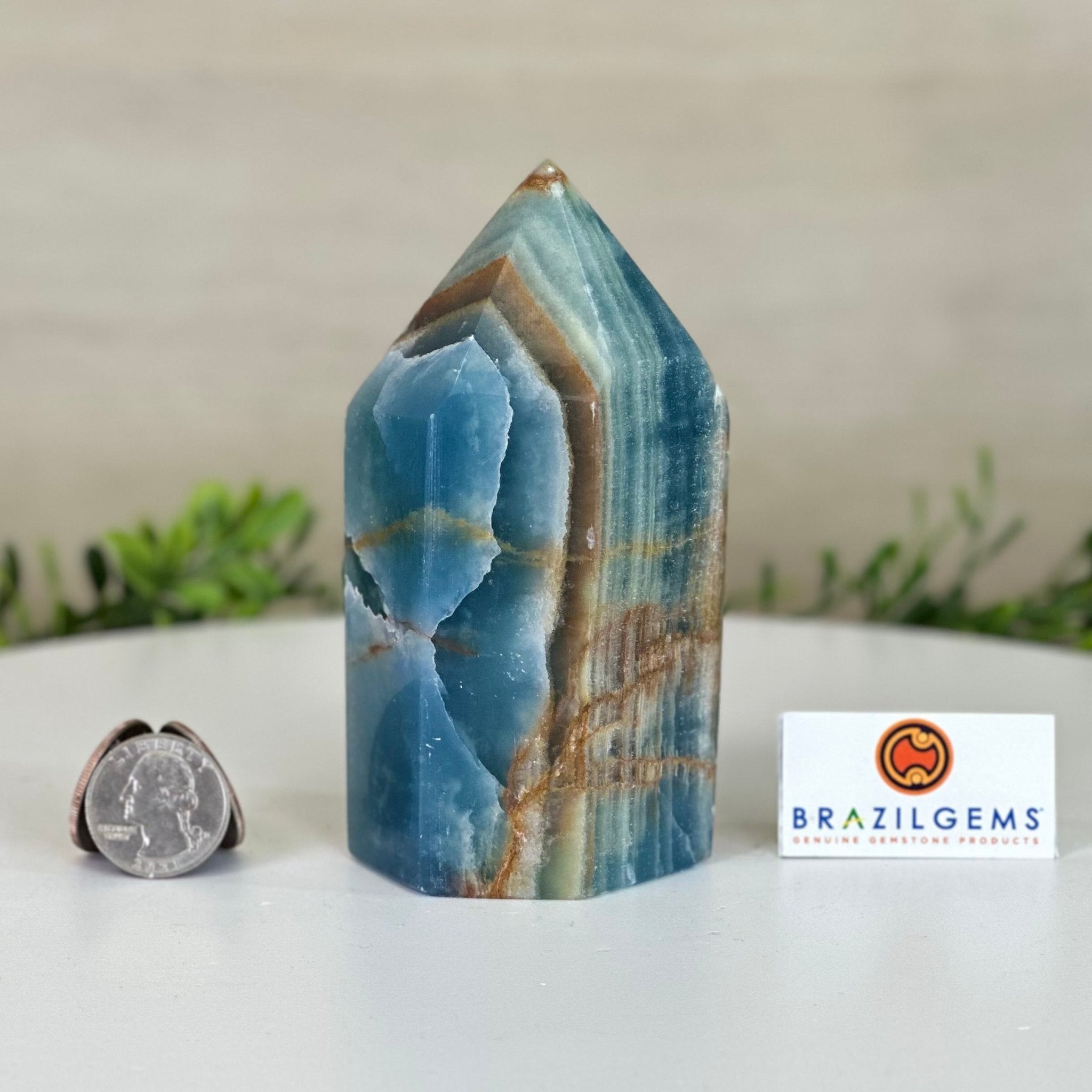 Polished Blue Onyx Crystal Tower 4.7" Tall #3106BX - 003 - Brazil GemsBrazil GemsPolished Blue Onyx Crystal Tower 4.7" Tall #3106BX - 003Crystal Points3106BX - 003