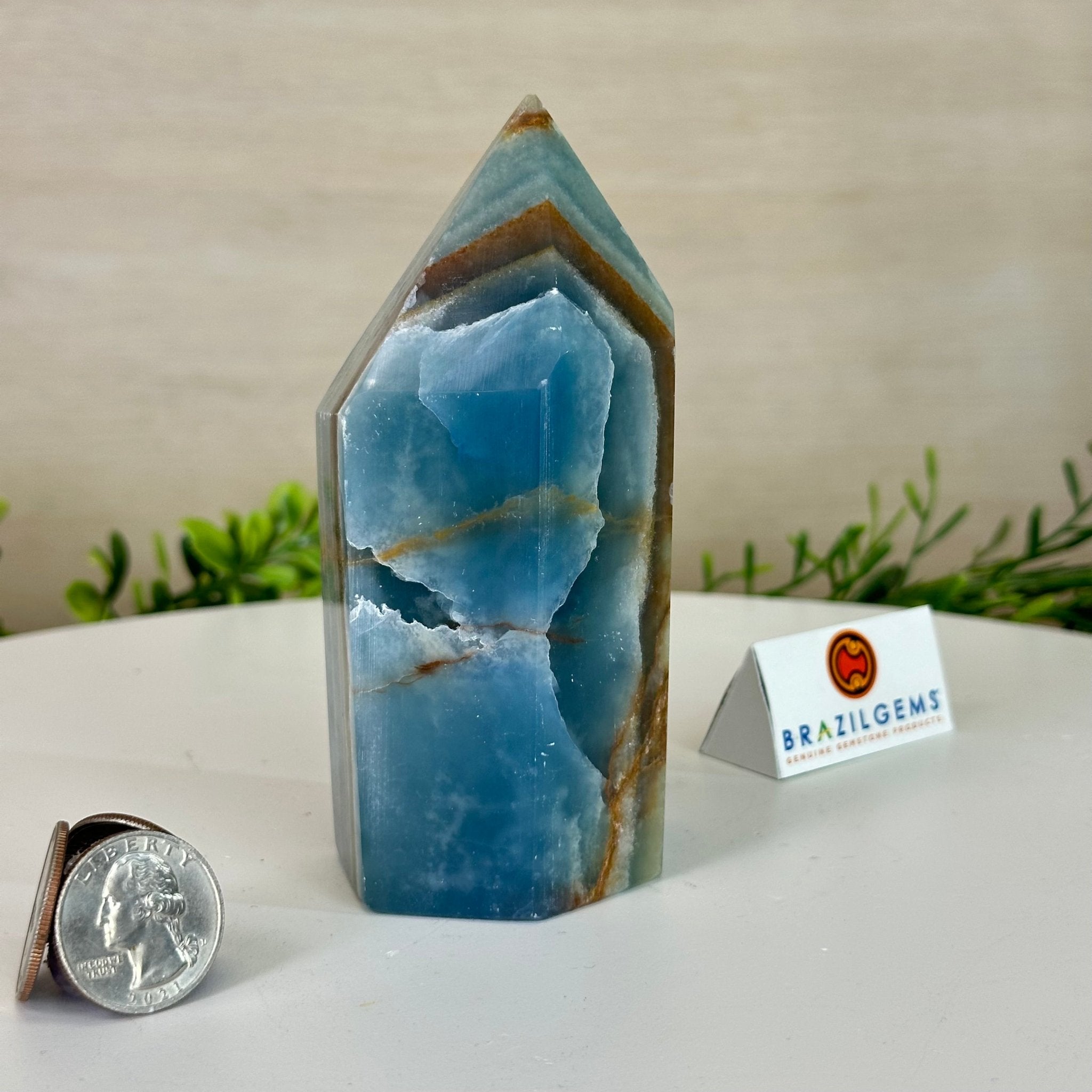 Polished Blue Onyx Crystal Tower 4.7" Tall #3106BX - 003 - Brazil GemsBrazil GemsPolished Blue Onyx Crystal Tower 4.7" Tall #3106BX - 003Crystal Points3106BX - 003