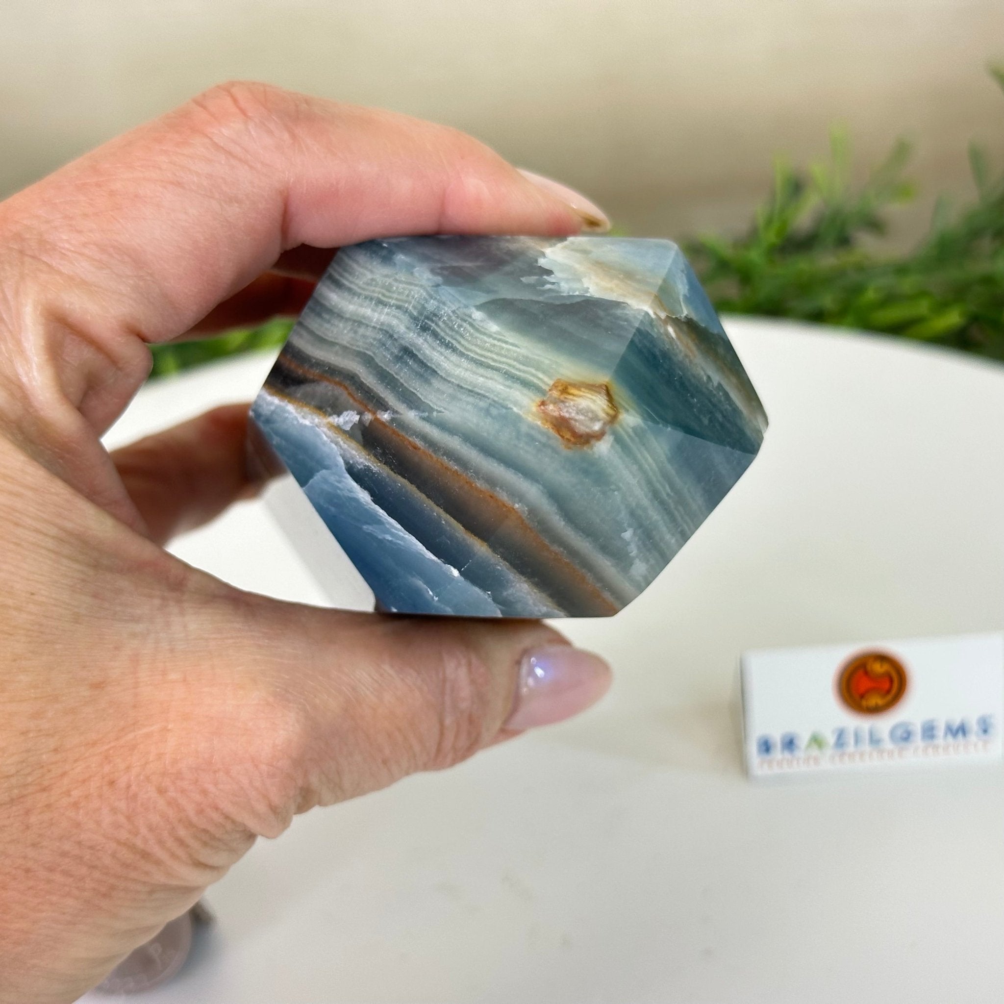 Polished Blue Onyx Crystal Tower 4.7" Tall #3106BX - 003 - Brazil GemsBrazil GemsPolished Blue Onyx Crystal Tower 4.7" Tall #3106BX - 003Crystal Points3106BX - 003