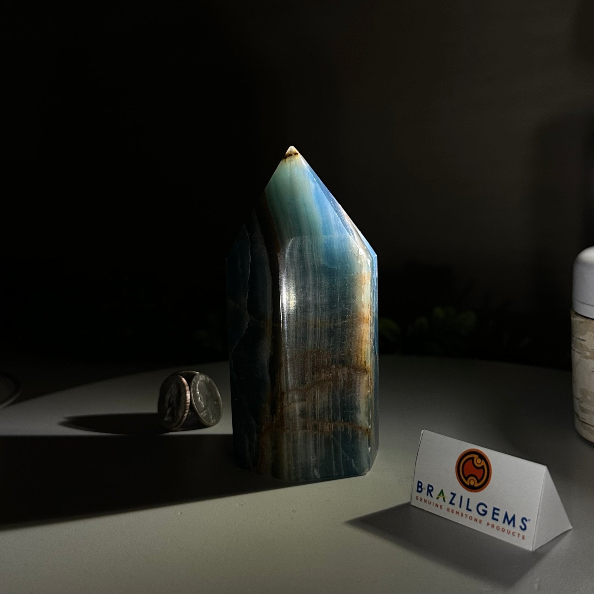 Polished Blue Onyx Crystal Tower 4.7" Tall #3106BX - 003 - Brazil GemsBrazil GemsPolished Blue Onyx Crystal Tower 4.7" Tall #3106BX - 003Crystal Points3106BX - 003