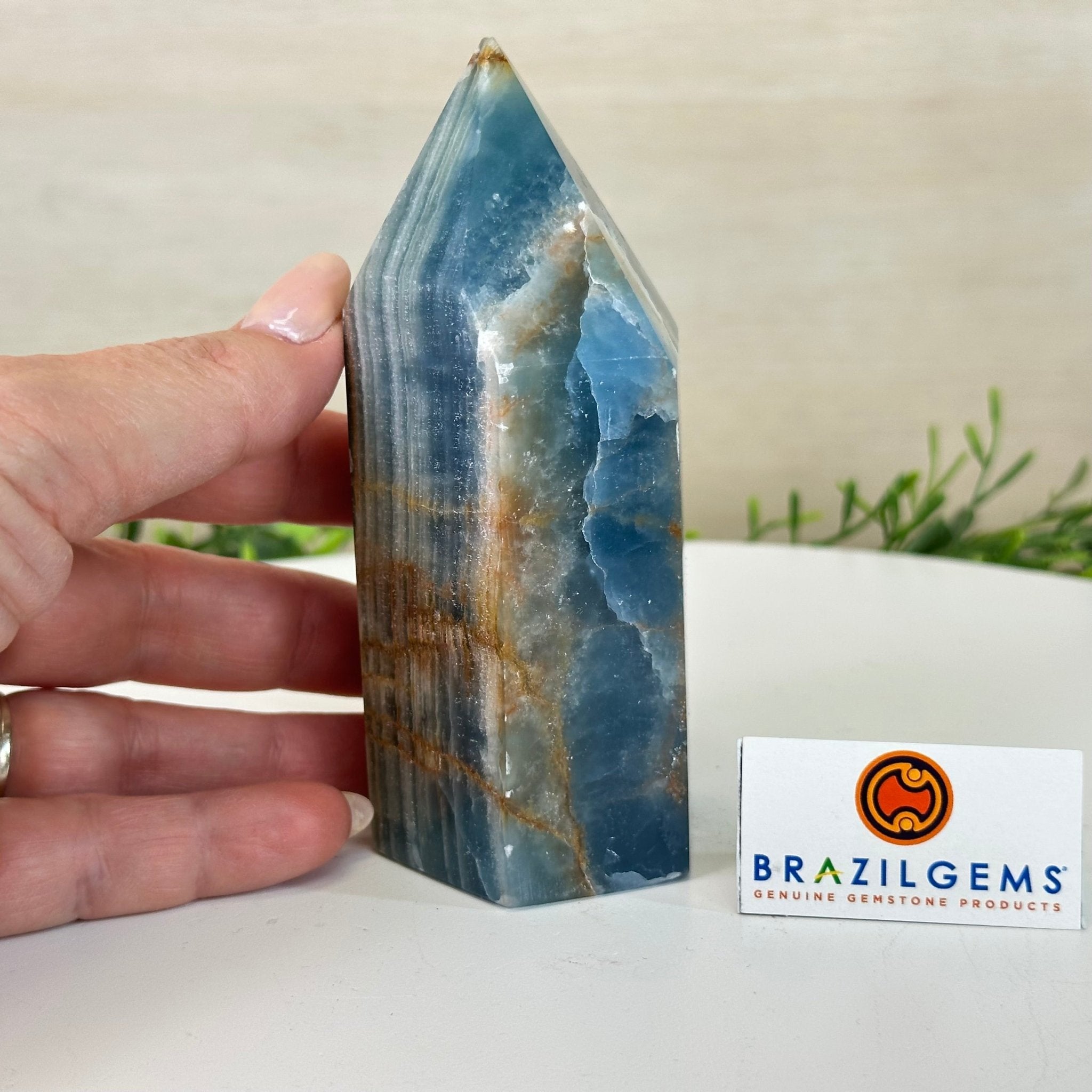 Polished Blue Onyx Crystal Tower 4.7" Tall #3106BX - 003 - Brazil GemsBrazil GemsPolished Blue Onyx Crystal Tower 4.7" Tall #3106BX - 003Crystal Points3106BX - 003