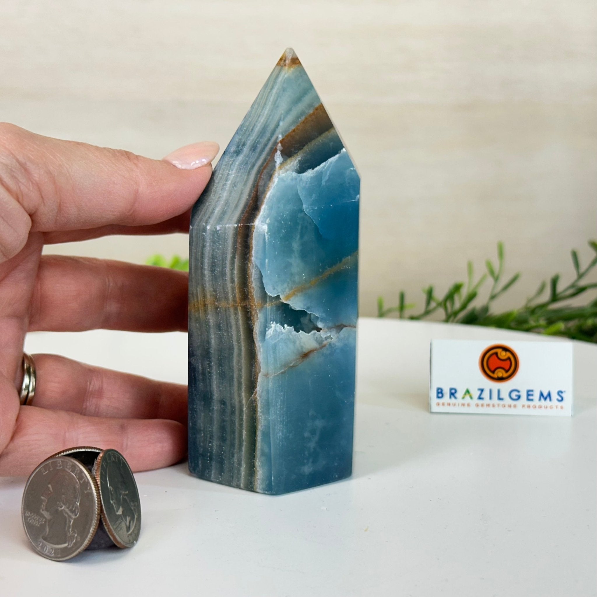 Polished Blue Onyx Crystal Tower 4.7" Tall #3106BX - 003 - Brazil GemsBrazil GemsPolished Blue Onyx Crystal Tower 4.7" Tall #3106BX - 003Crystal Points3106BX - 003