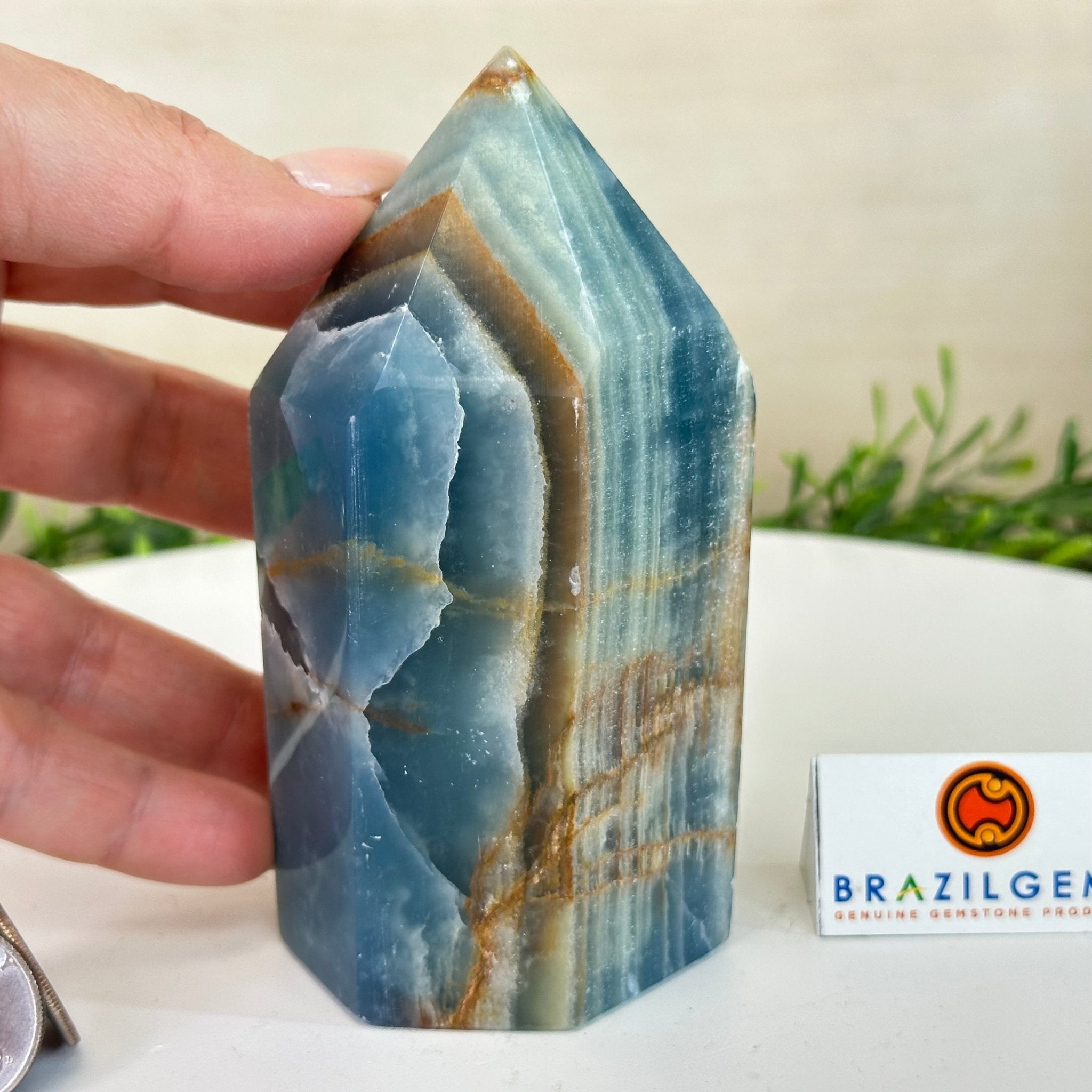 Polished Blue Onyx Crystal Tower 4.7" Tall #3106BX - 003 - Brazil GemsBrazil GemsPolished Blue Onyx Crystal Tower 4.7" Tall #3106BX - 003Crystal Points3106BX - 003