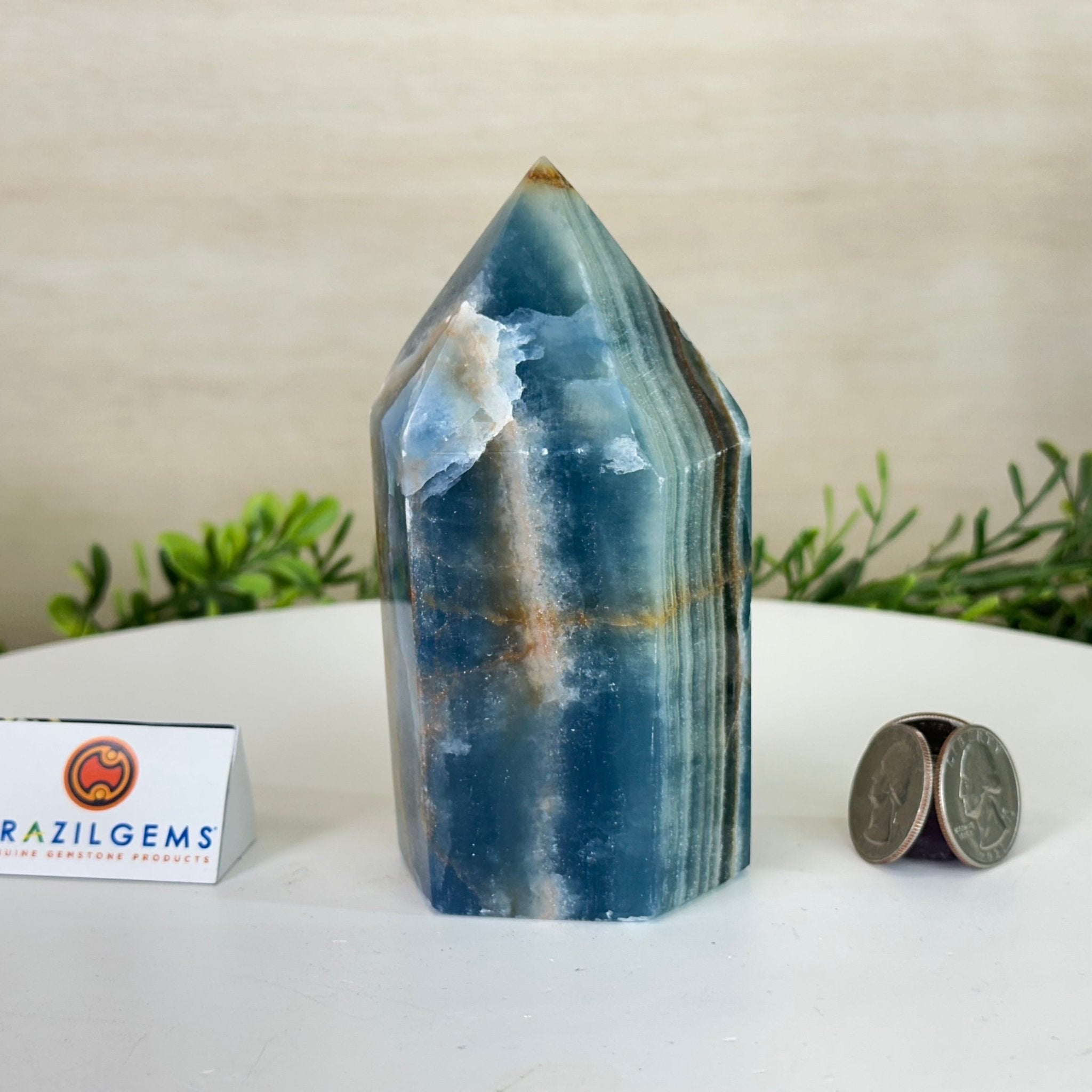 Polished Blue Onyx Crystal Tower 4.7" Tall #3106BX - 003 - Brazil GemsBrazil GemsPolished Blue Onyx Crystal Tower 4.7" Tall #3106BX - 003Crystal Points3106BX - 003